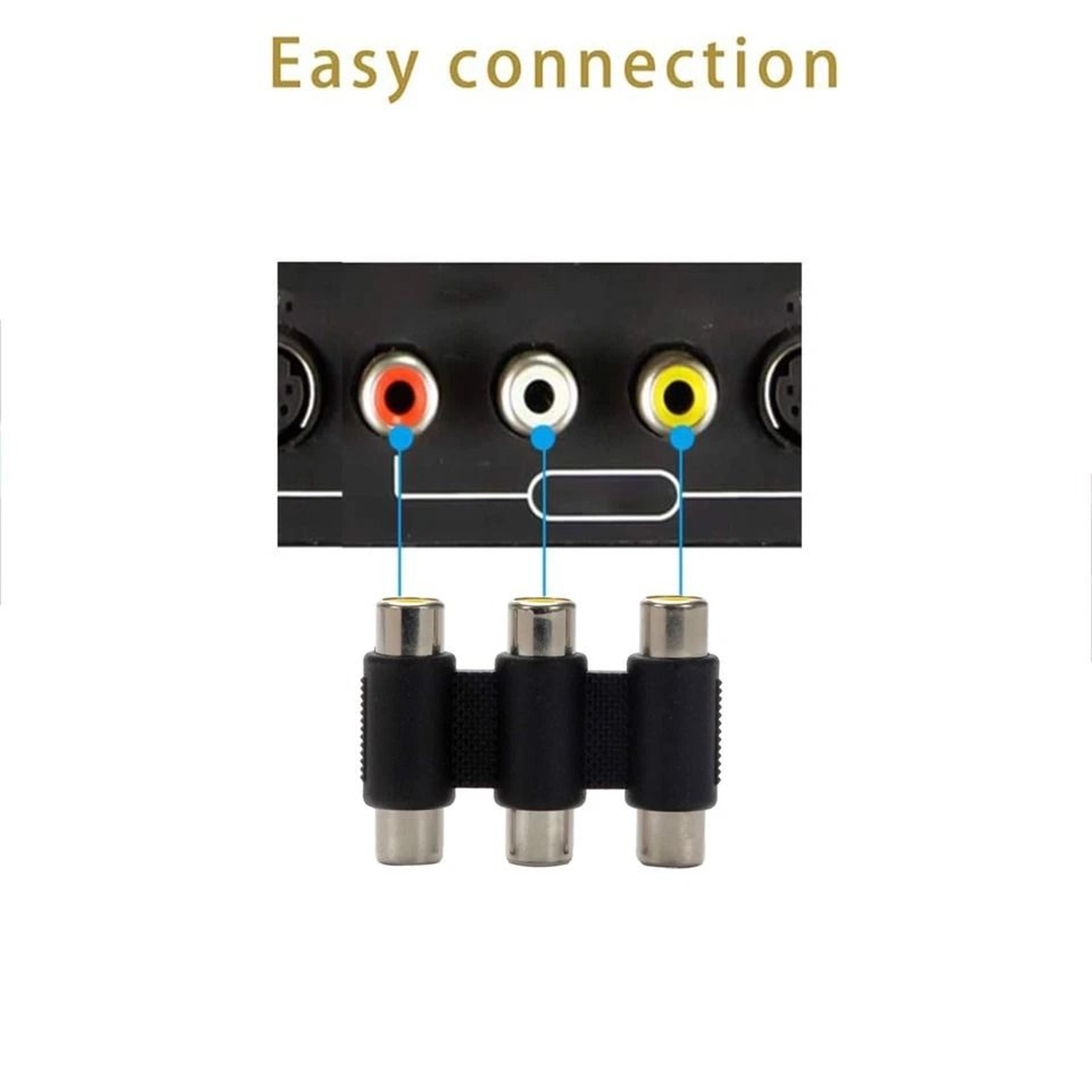 Triple RCA Female To Female Coupler For TV DVD Console RCA Adapter AV Extension Connector 4