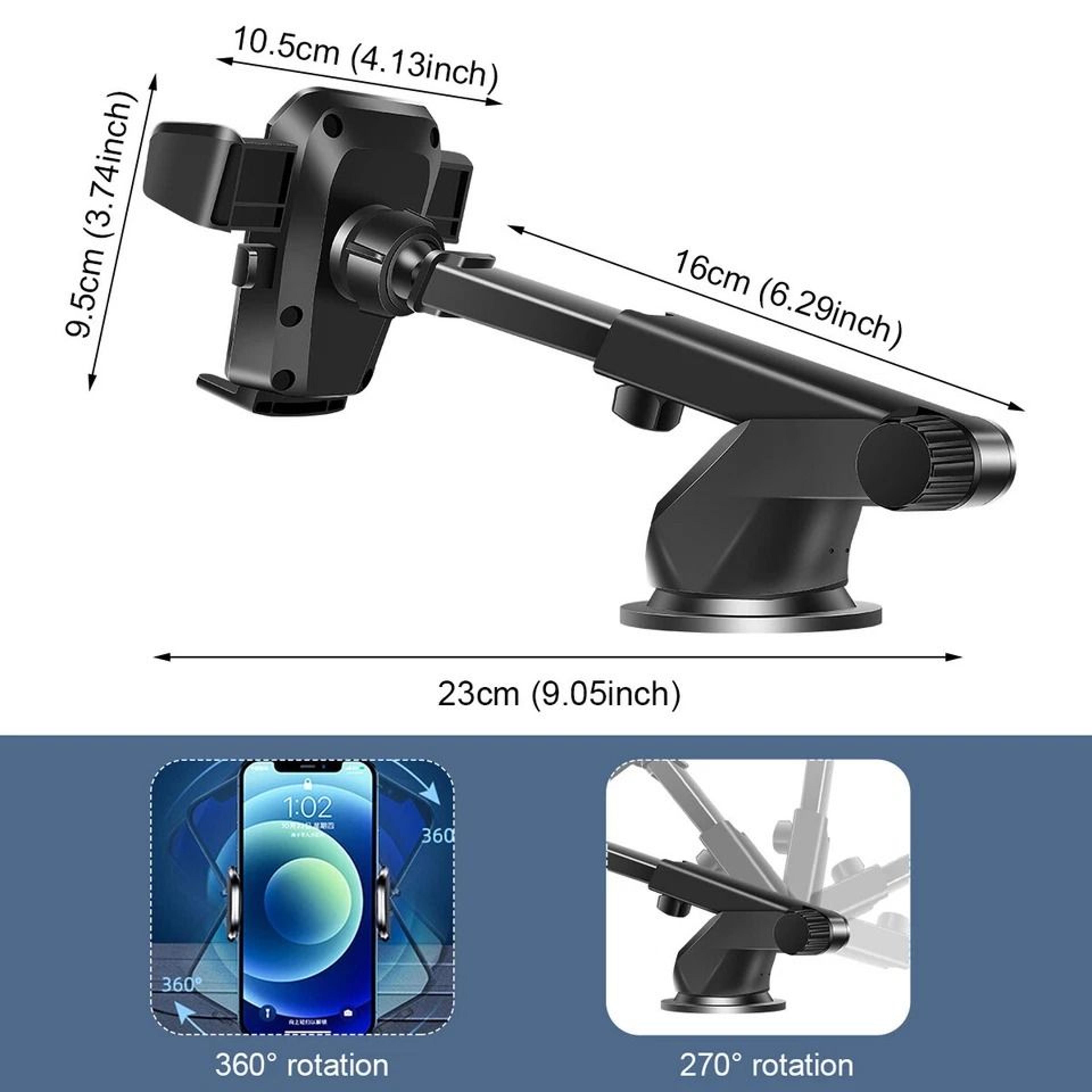 Universal Car Phone Holder Dashboard Windshield Mount With Telescopic Arm For IPhone And Samsung 8