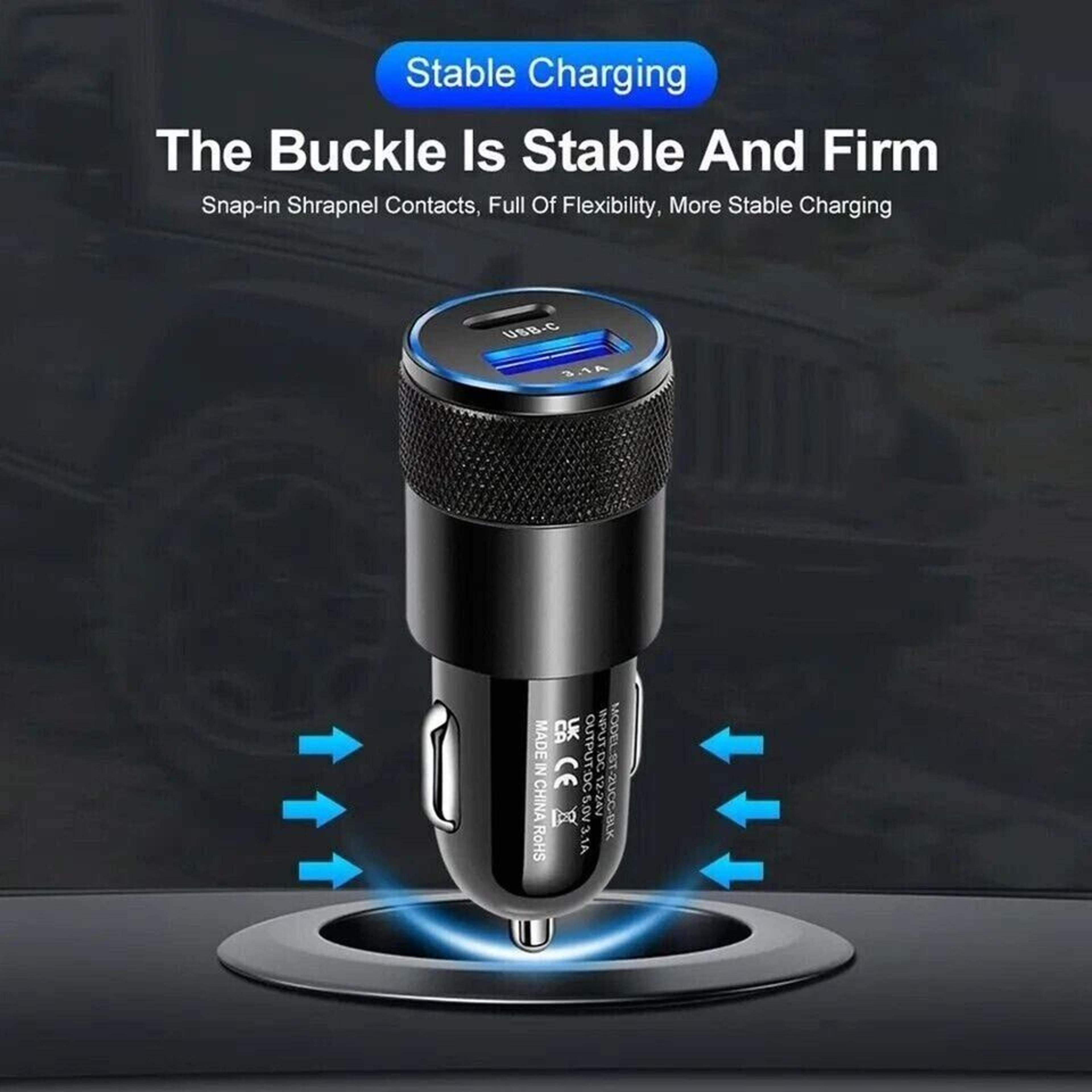 Dual Port USBC PD Car Charger Fast Charge Adapter For IPhone And Samsung 4