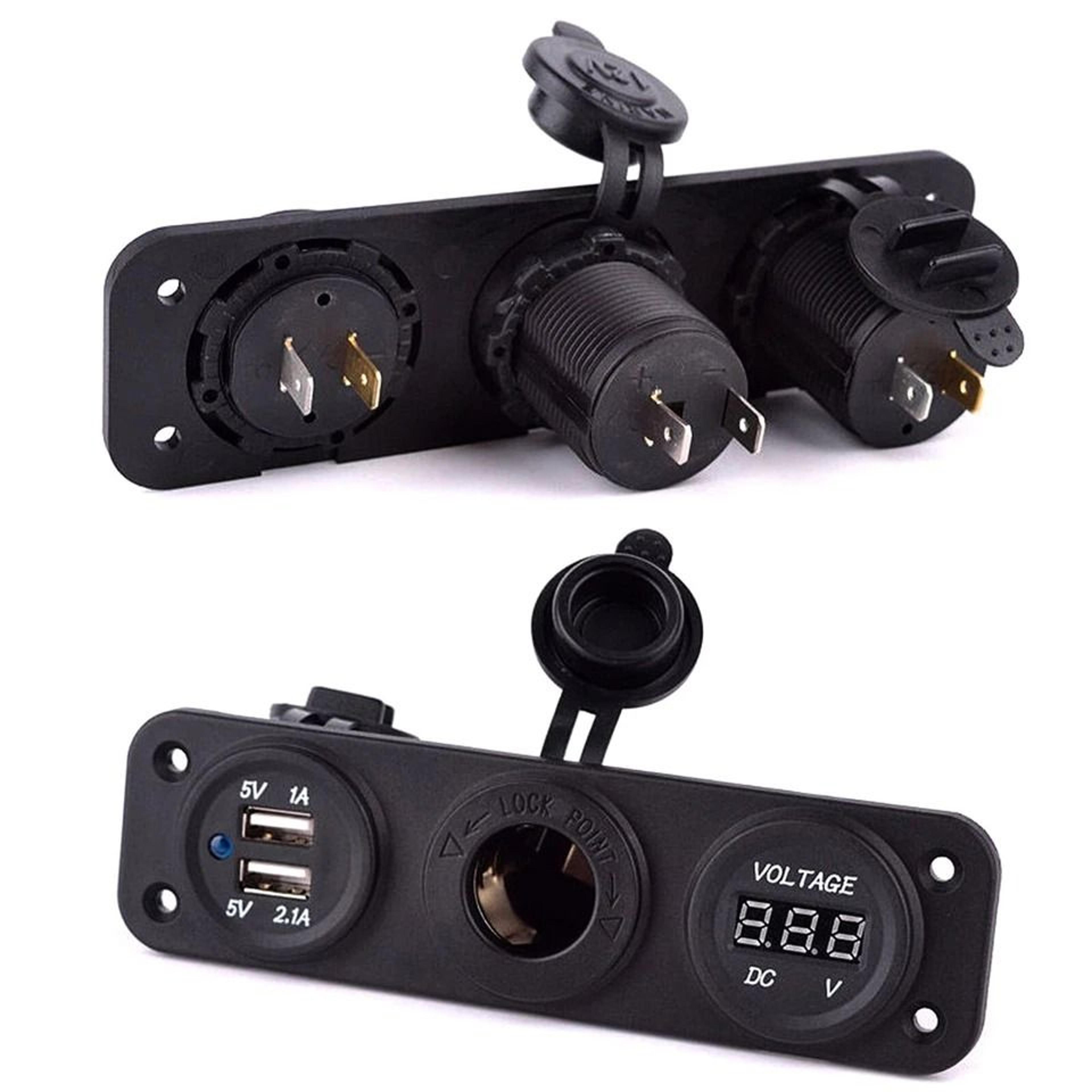Blue Waterproof Voltmeter  Dual USB Charger For Vehicles Motorcycle Boat Car 1