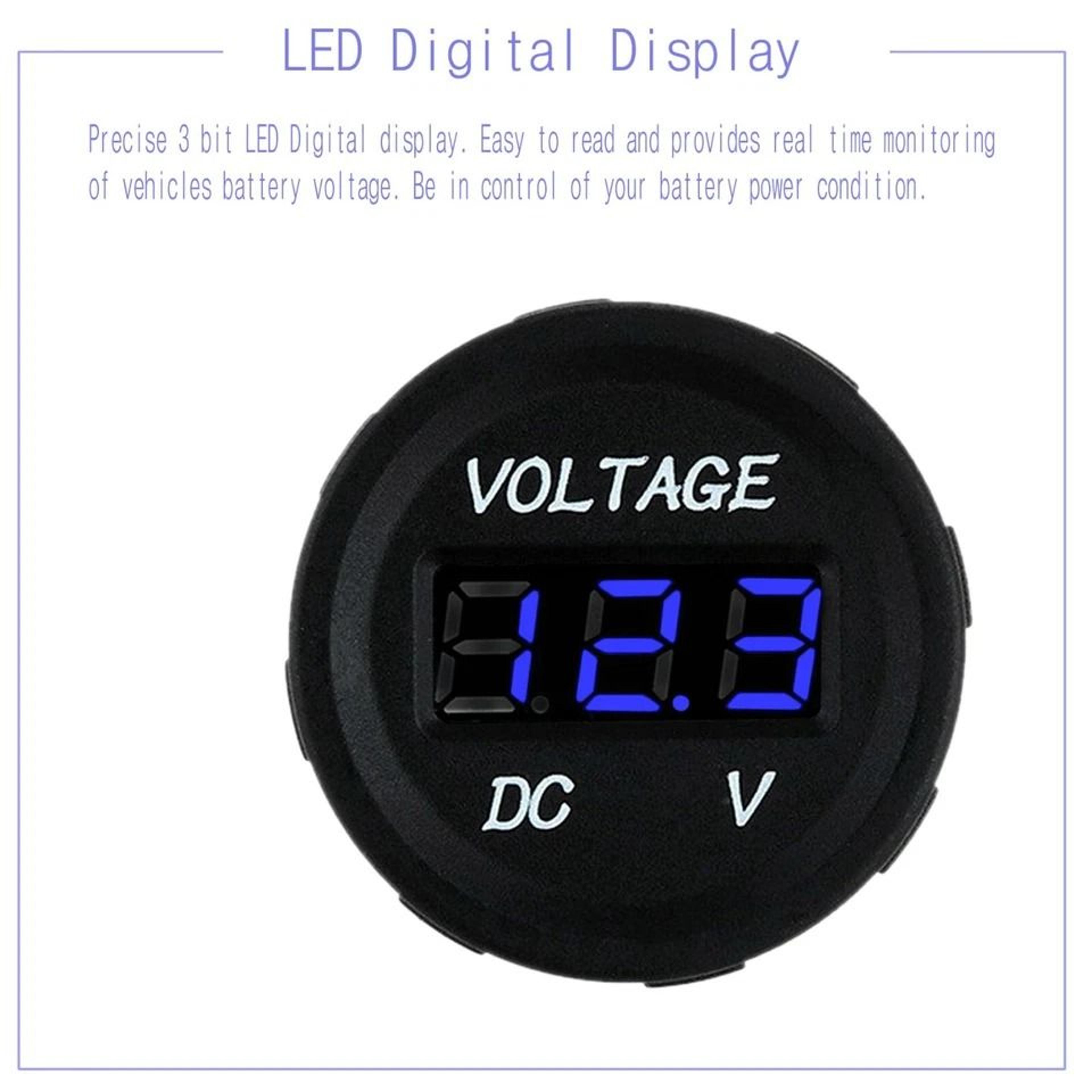 Blue Waterproof Voltmeter  Dual USB Charger For Vehicles Motorcycle Boat Car 3