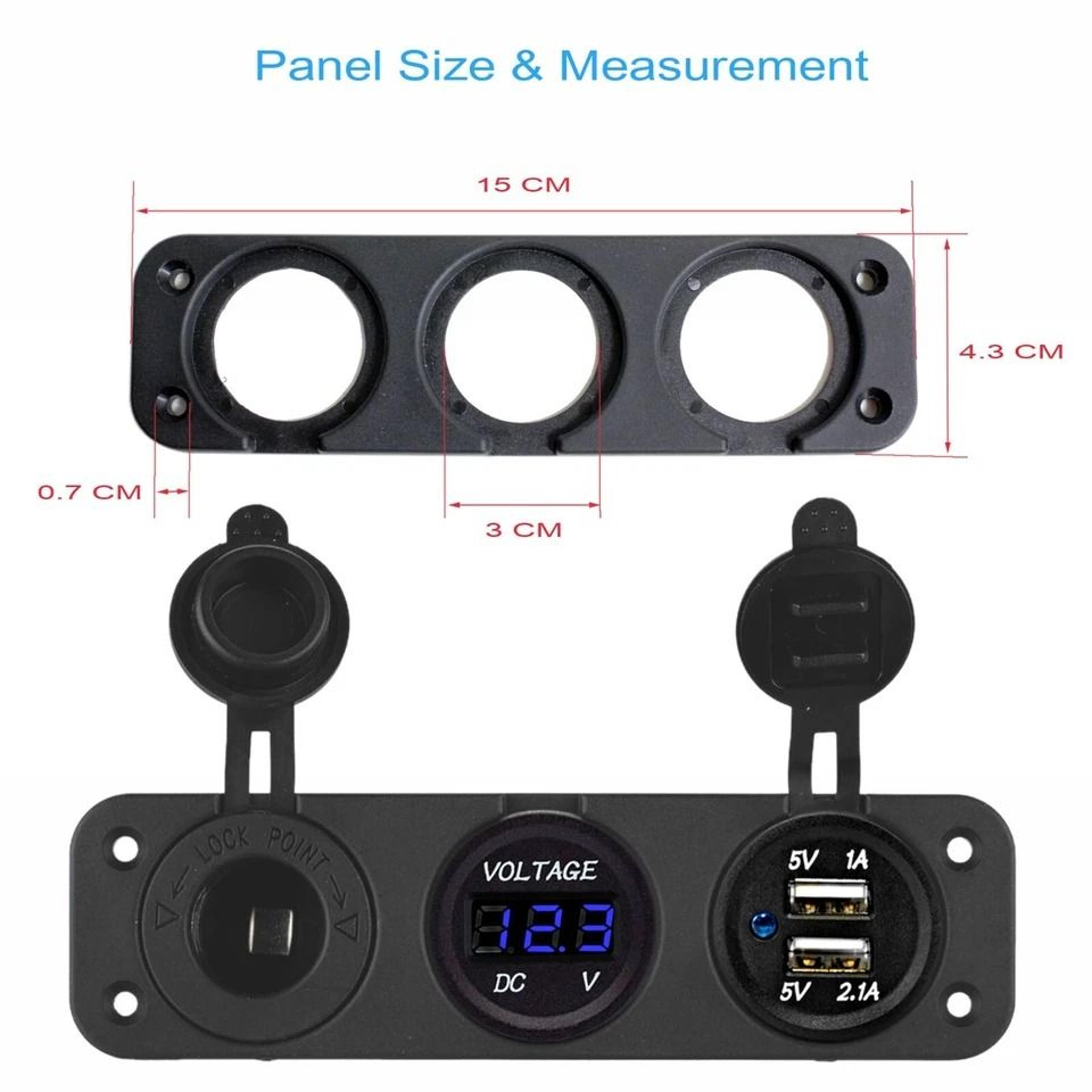 Blue Waterproof Voltmeter  Dual USB Charger For Vehicles Motorcycle Boat Car 7