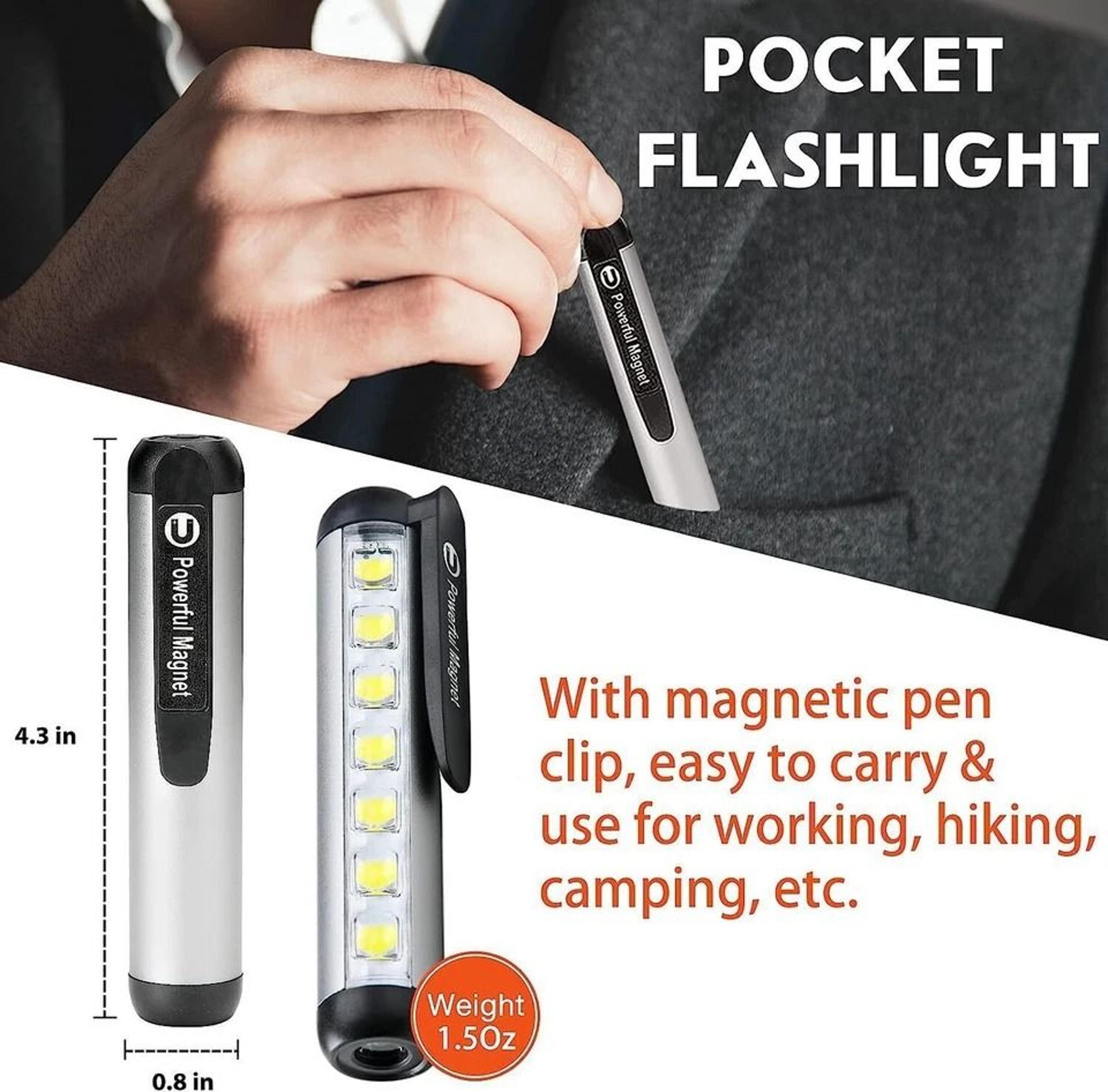 Magnetic Rechargeable COB LED Flashlight Work Light Super Bright Compact Torch Penlight 10