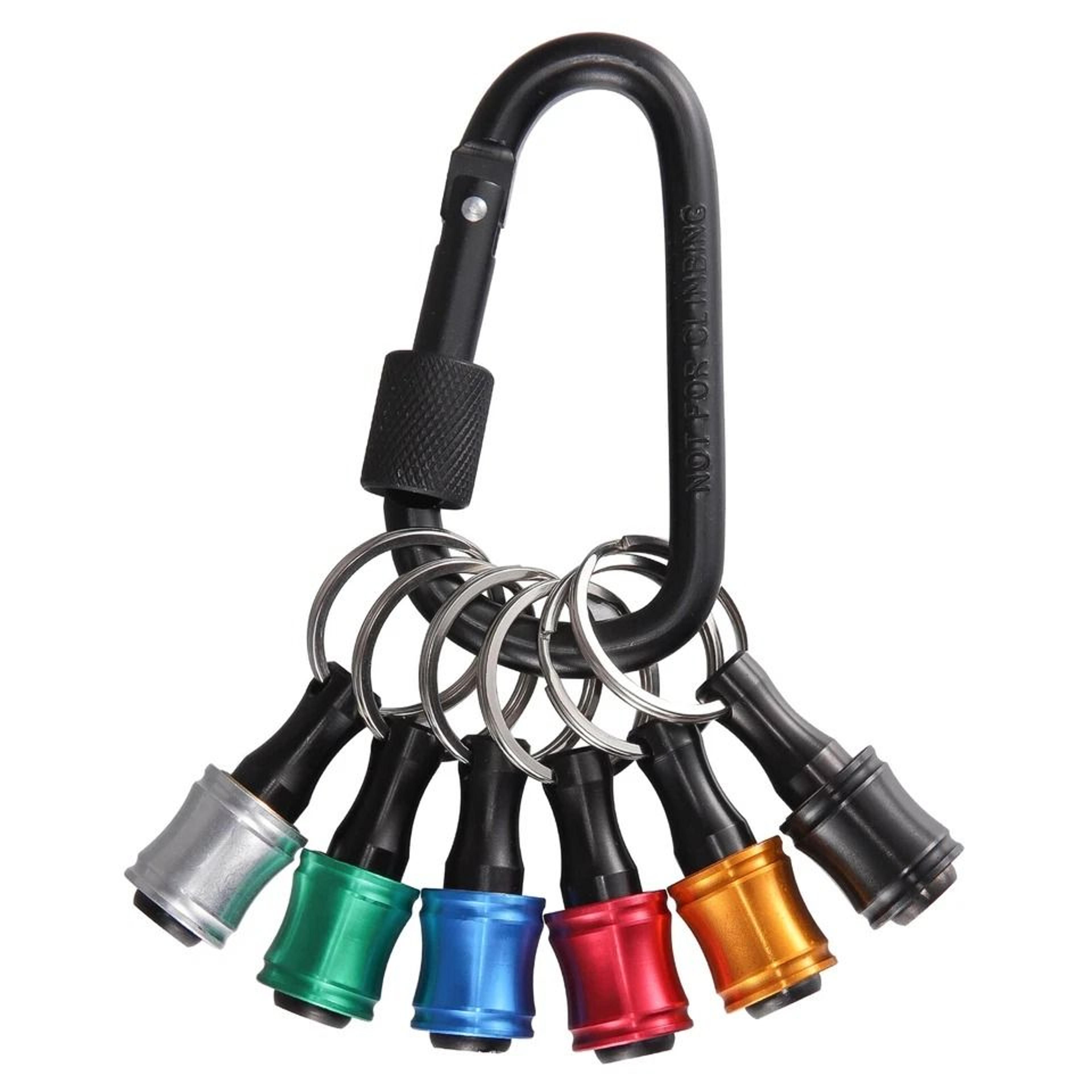 quick release hex shank drill bit holder & screwdriver set with keychain attachment