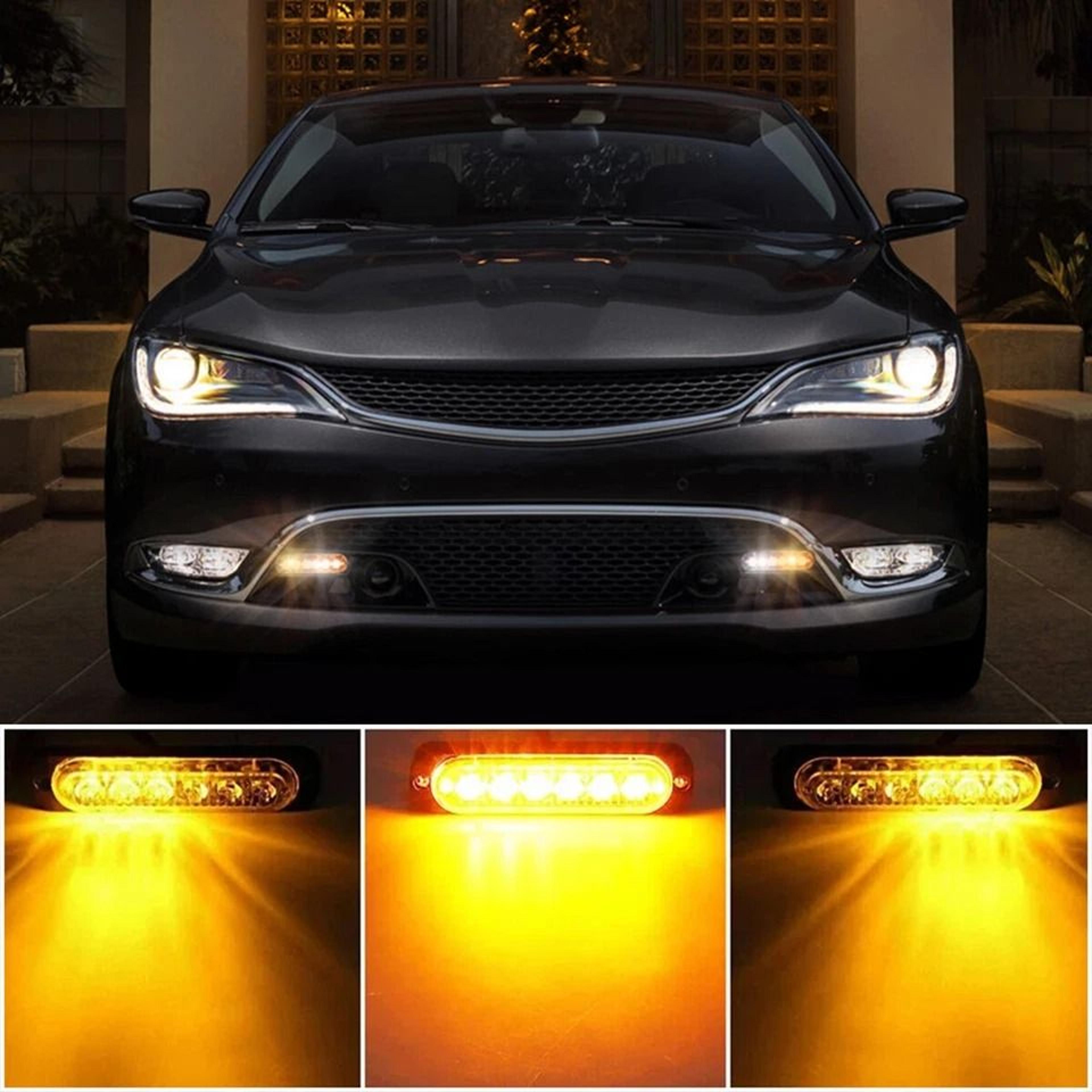 LED Strobe Light Bar AmberWhite Flashing Hazard Beacon For Cars And Trucks 9