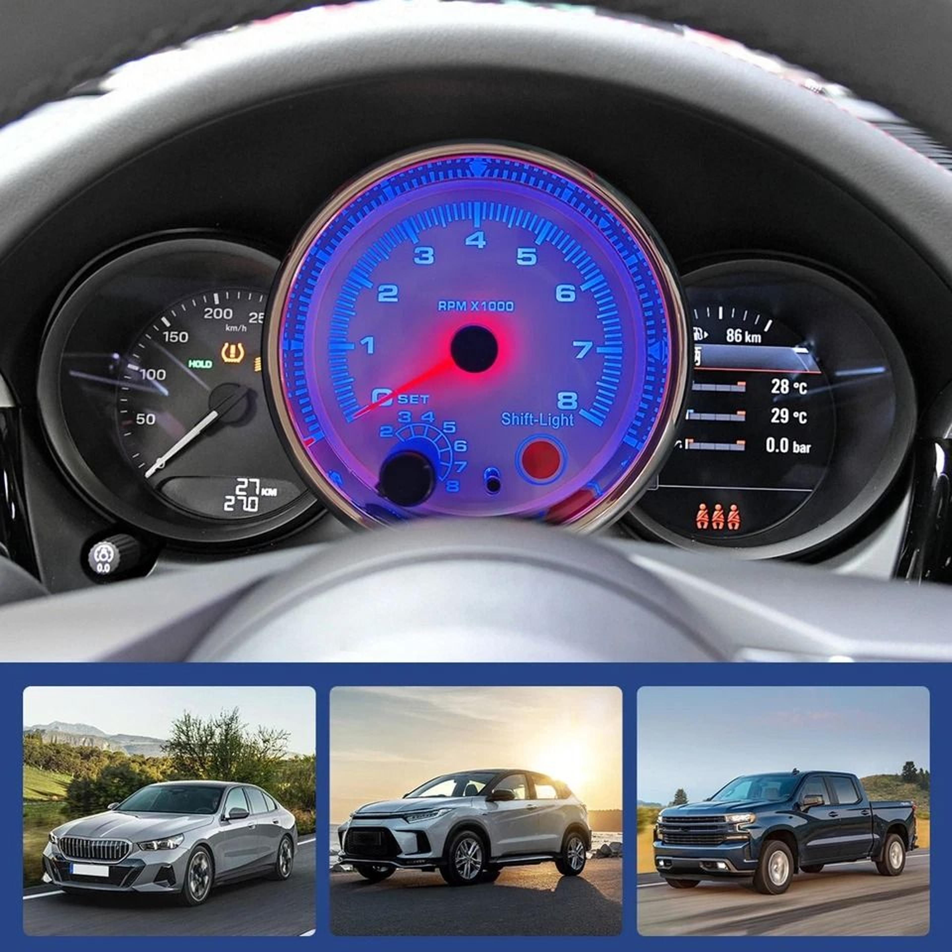 Digital Car Tachometer With LED Shift Light RPM For Vehicles 5
