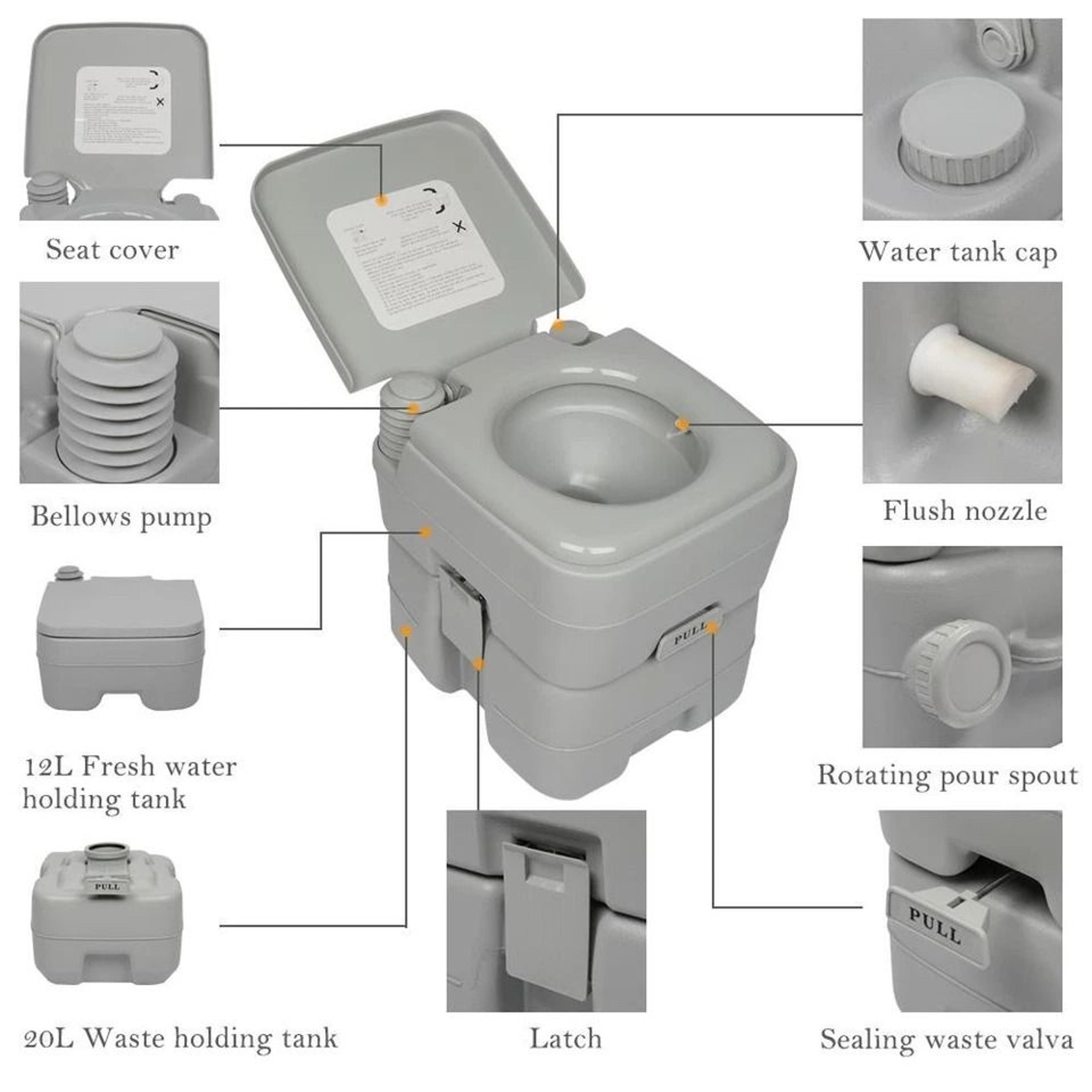 Portable Camping Toilet Chemical Porta Potti For Outdoor  RV Use 10