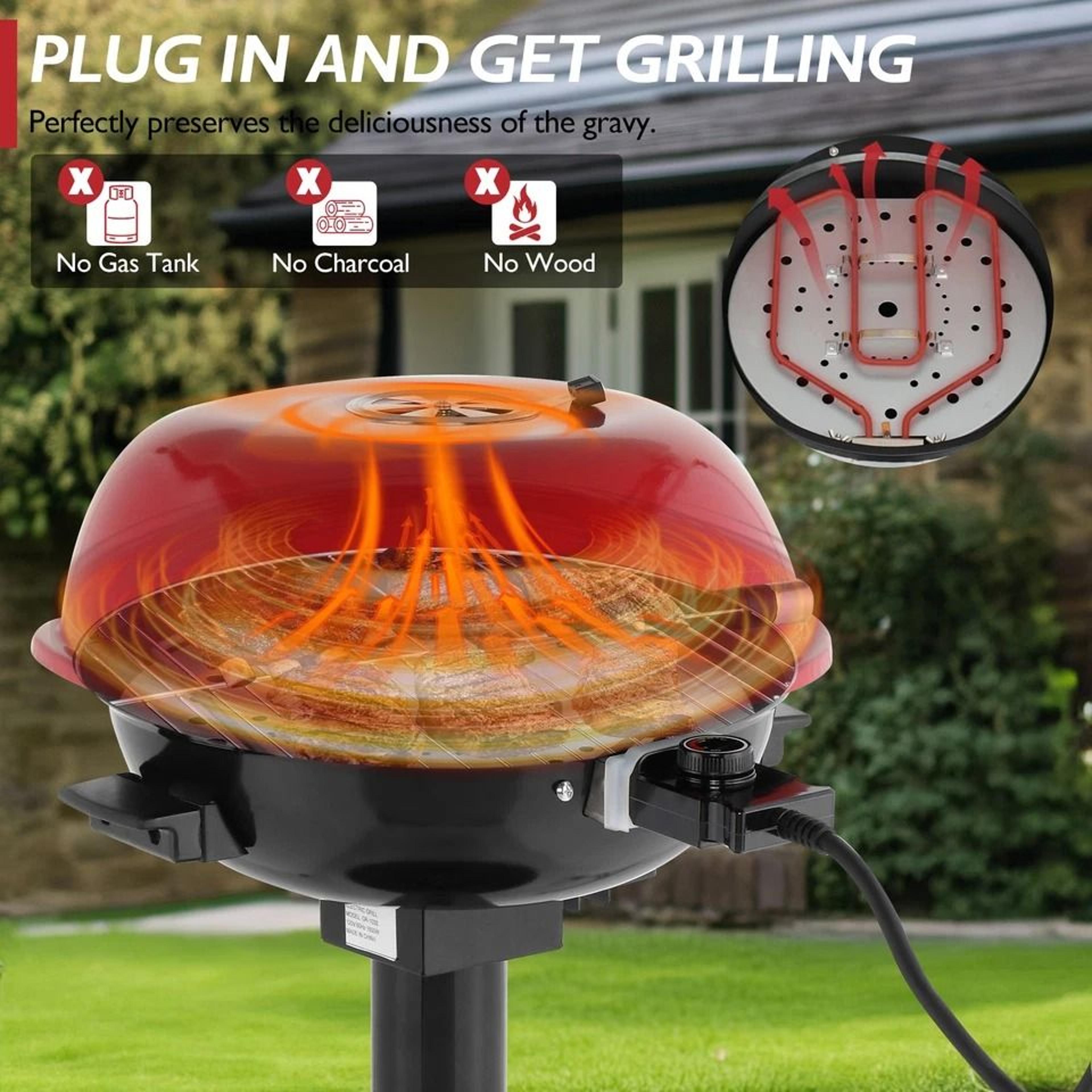 Portable Electric Grill Outdoor BBQ Barbecue With Adjustable Temperature For Garden  Patio 4