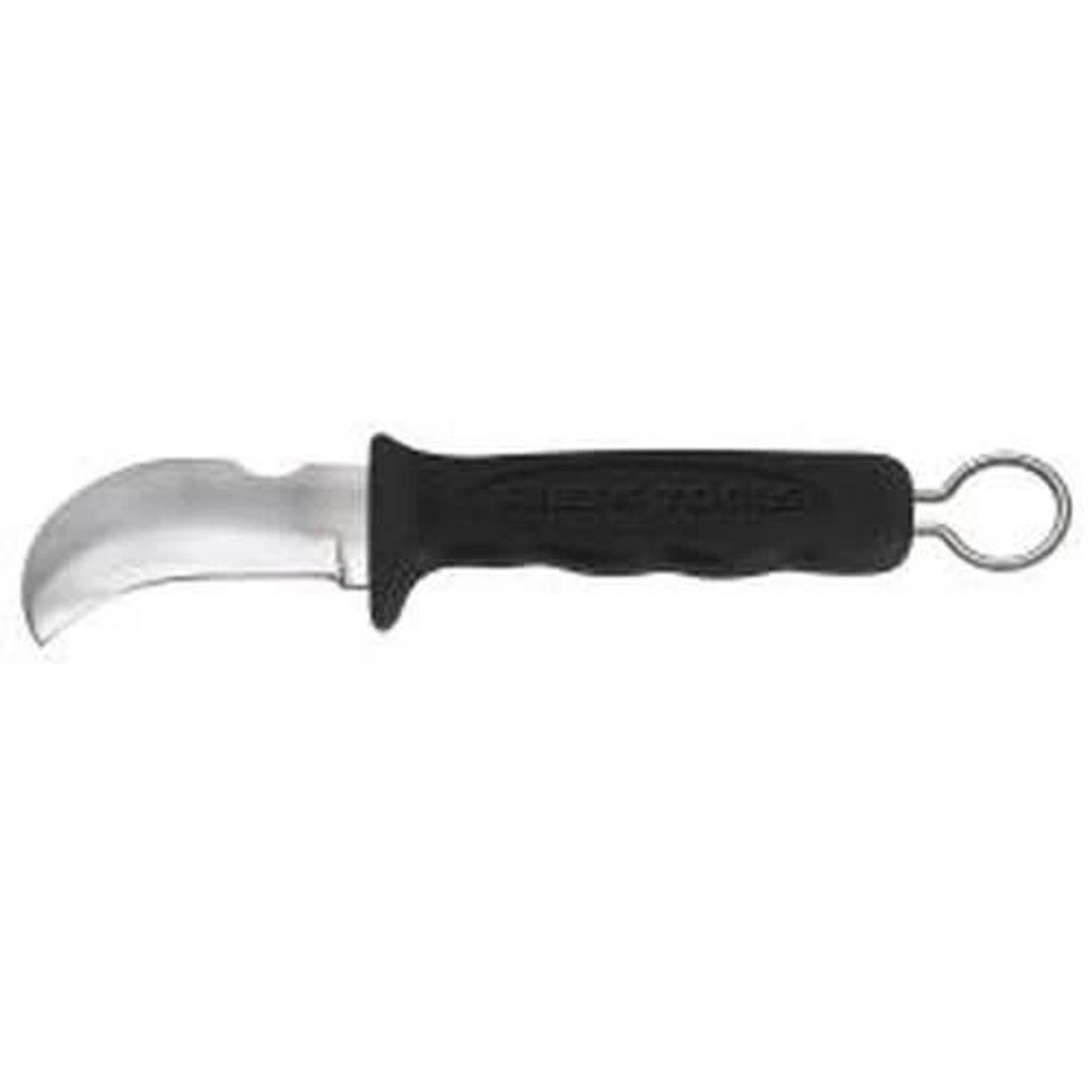 cable skinning knife with hook blade, notch and ring