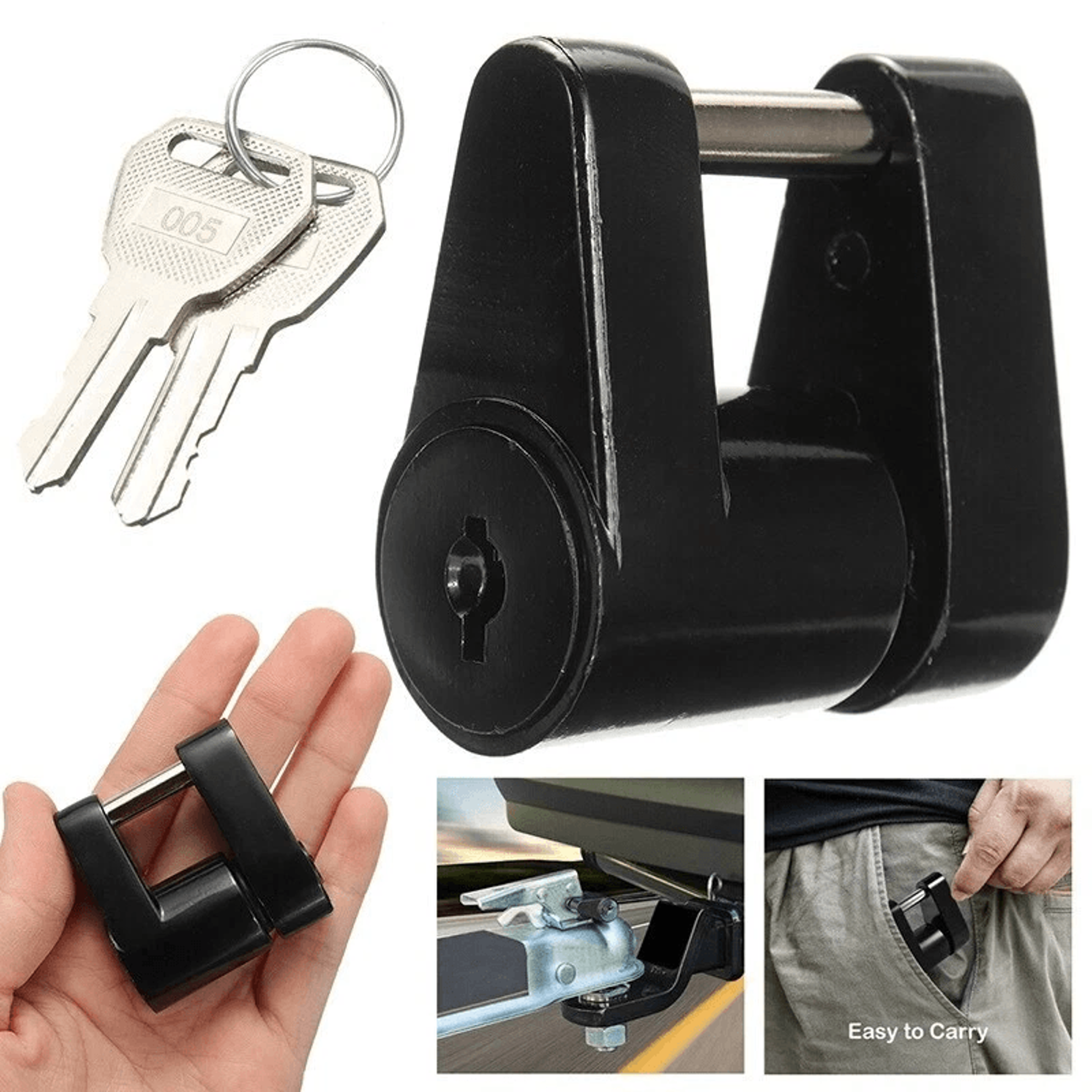 Universal Trailer Coupler Lock With Keys For Trailer Boat RV Truck 10