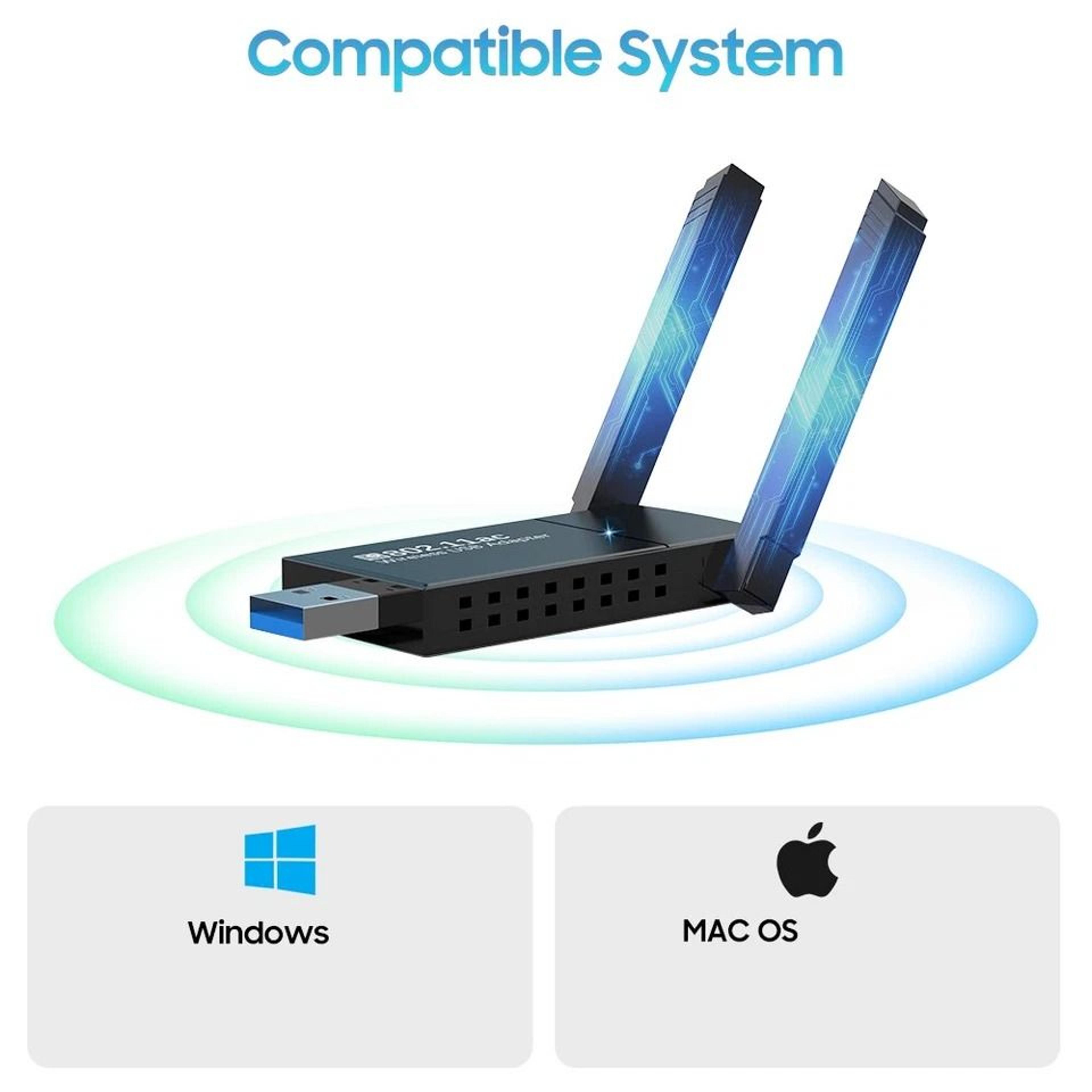 USB WiFi Adapter Dual Band Dongle For PC And Laptop 5