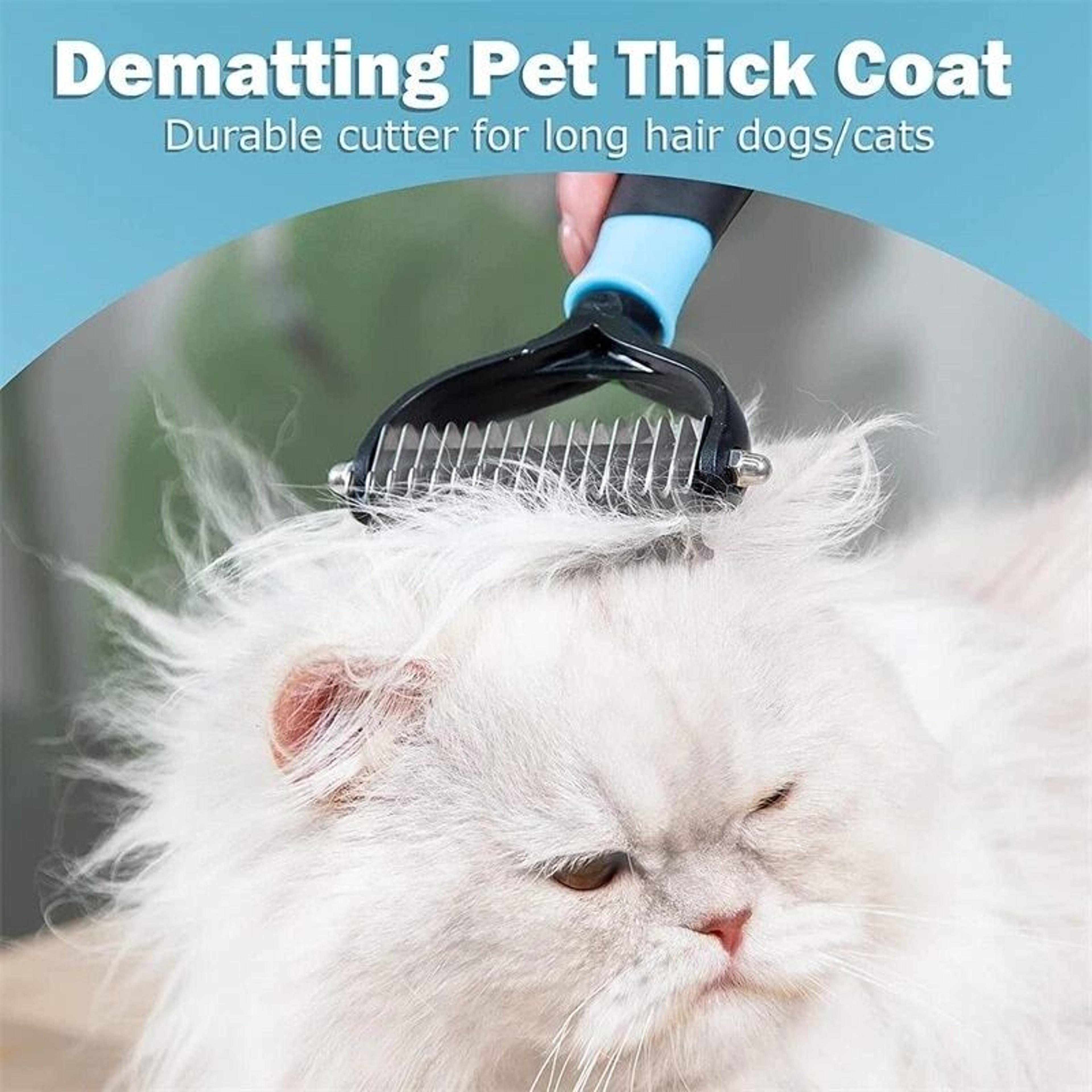 DoubleSided Dog Brush For Shedding And Dematting Undercoat Rake For Dogs And Cats 4