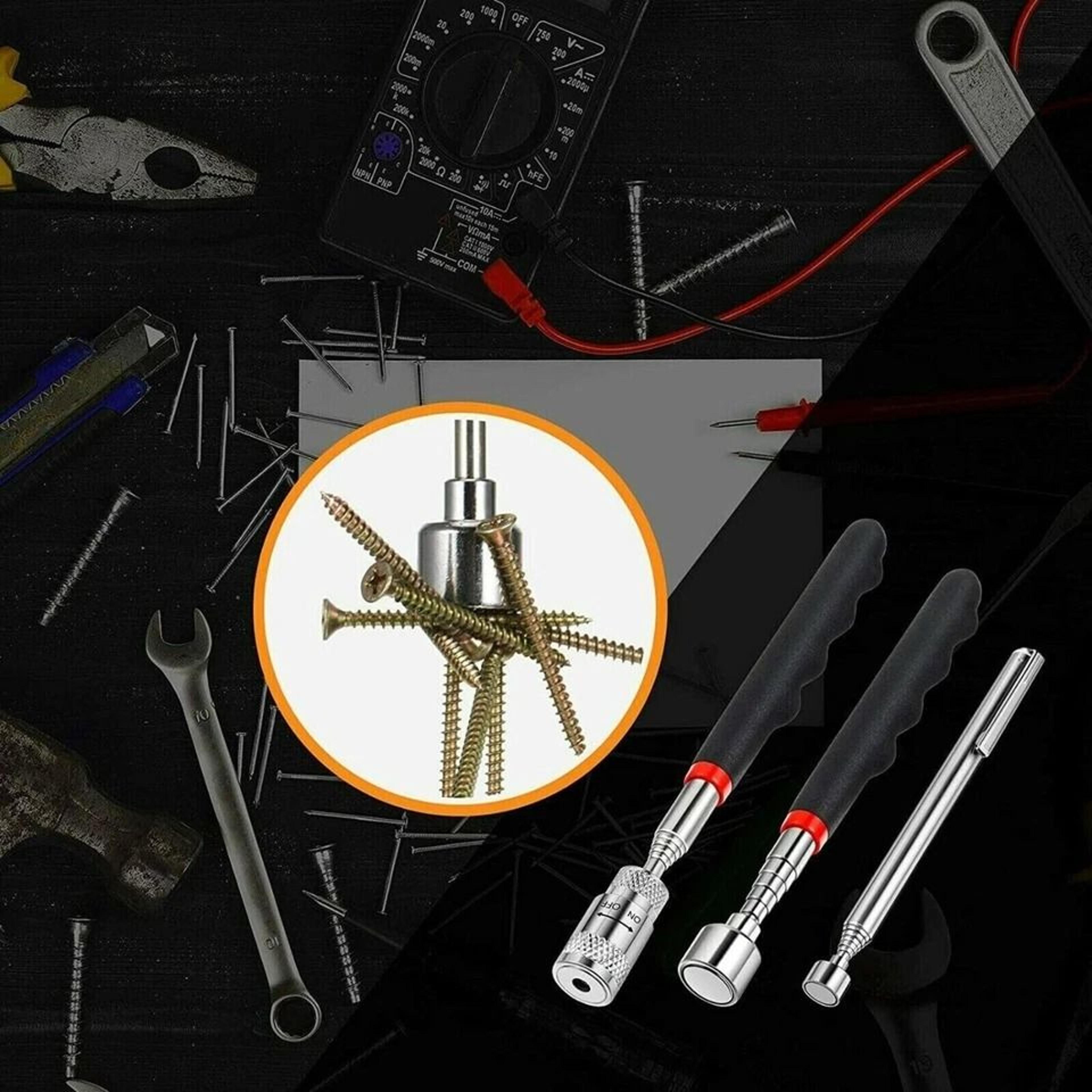 magnet pickup stick tool telescoping led light grabber extend