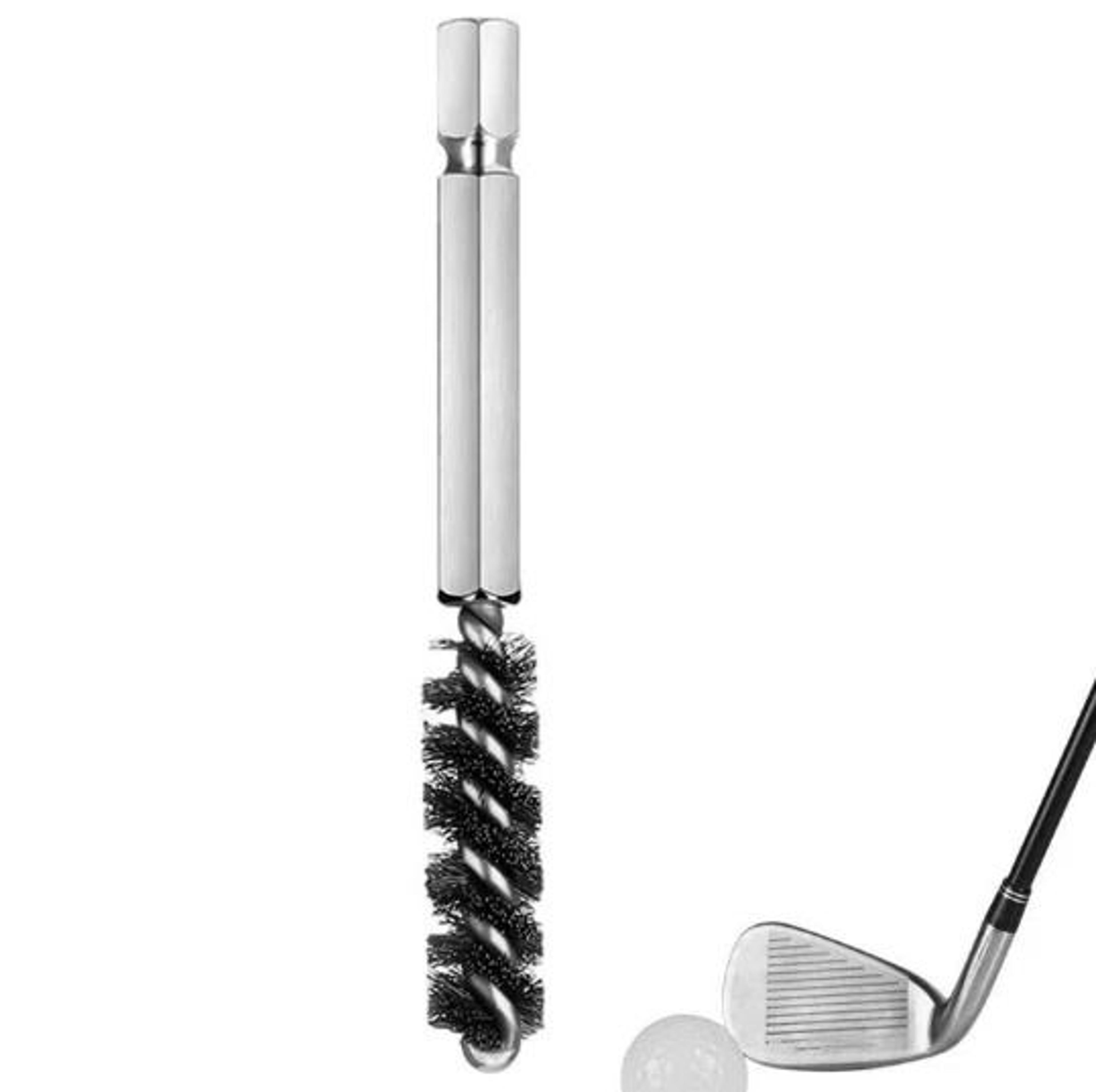 golf club cleaning brush with hex shank wire bristles for groove and hosel care