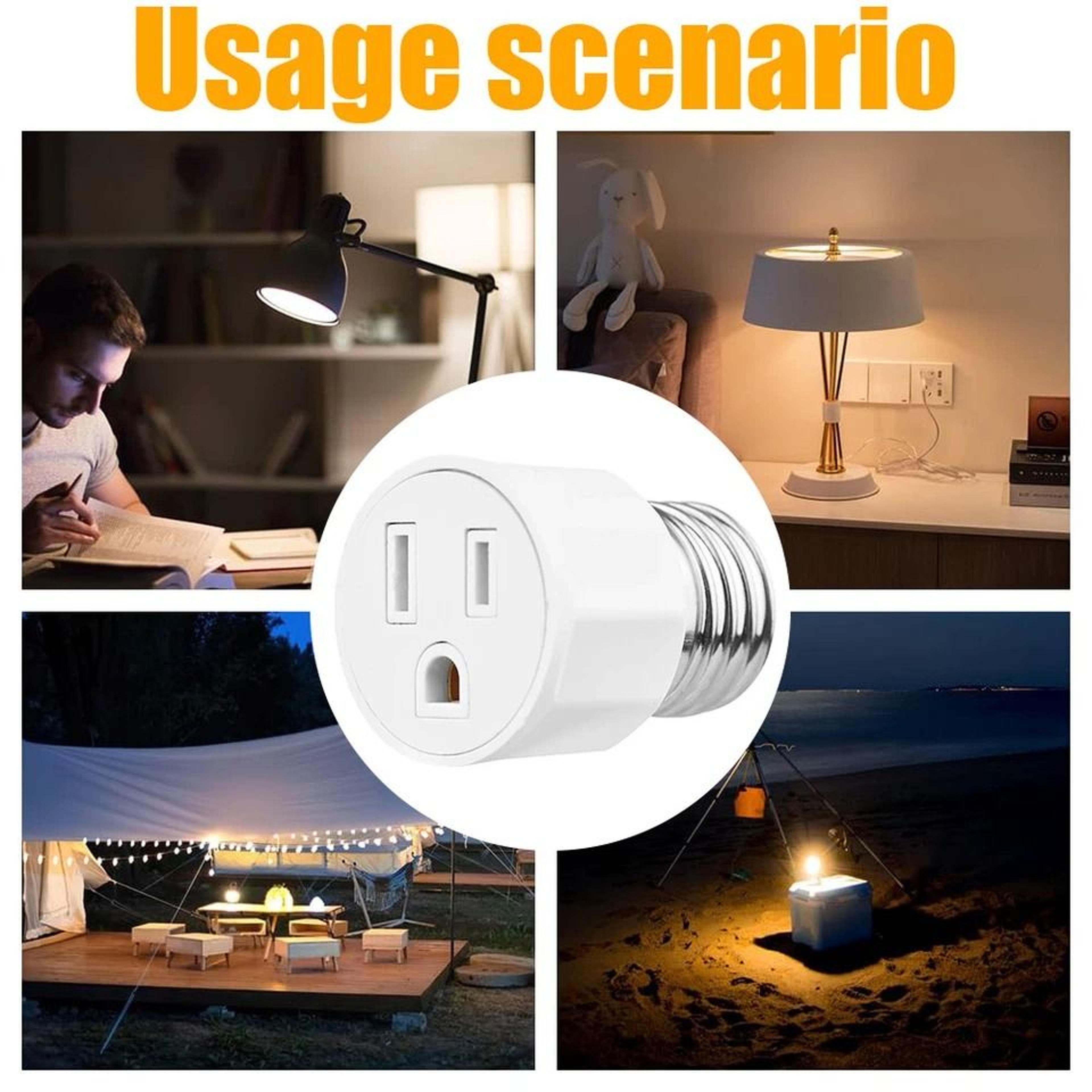 Light Socket To Plug Adapter Polarized Prong Outlet Converter 10