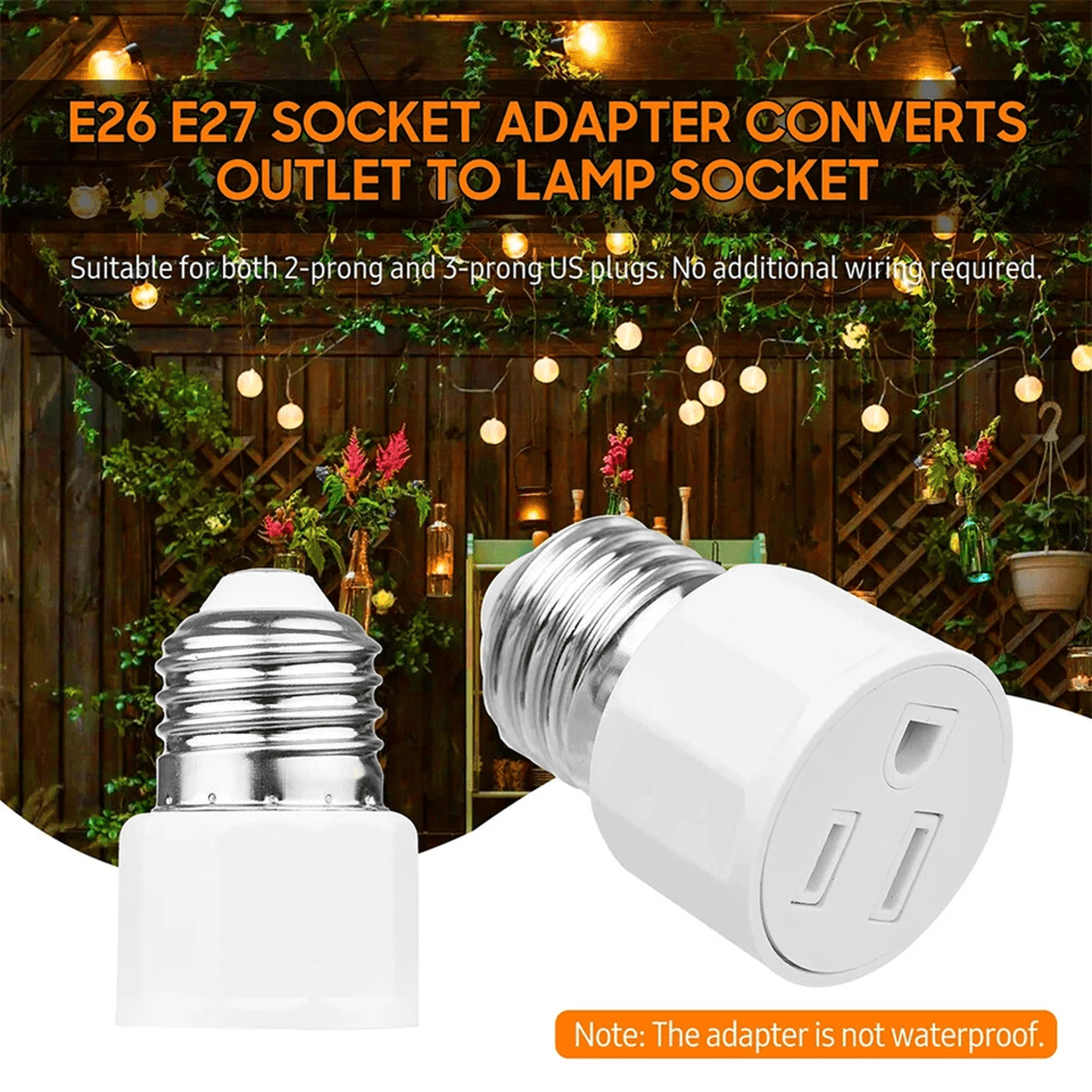 Light Socket To Plug Adapter Polarized Prong Outlet Converter 11
