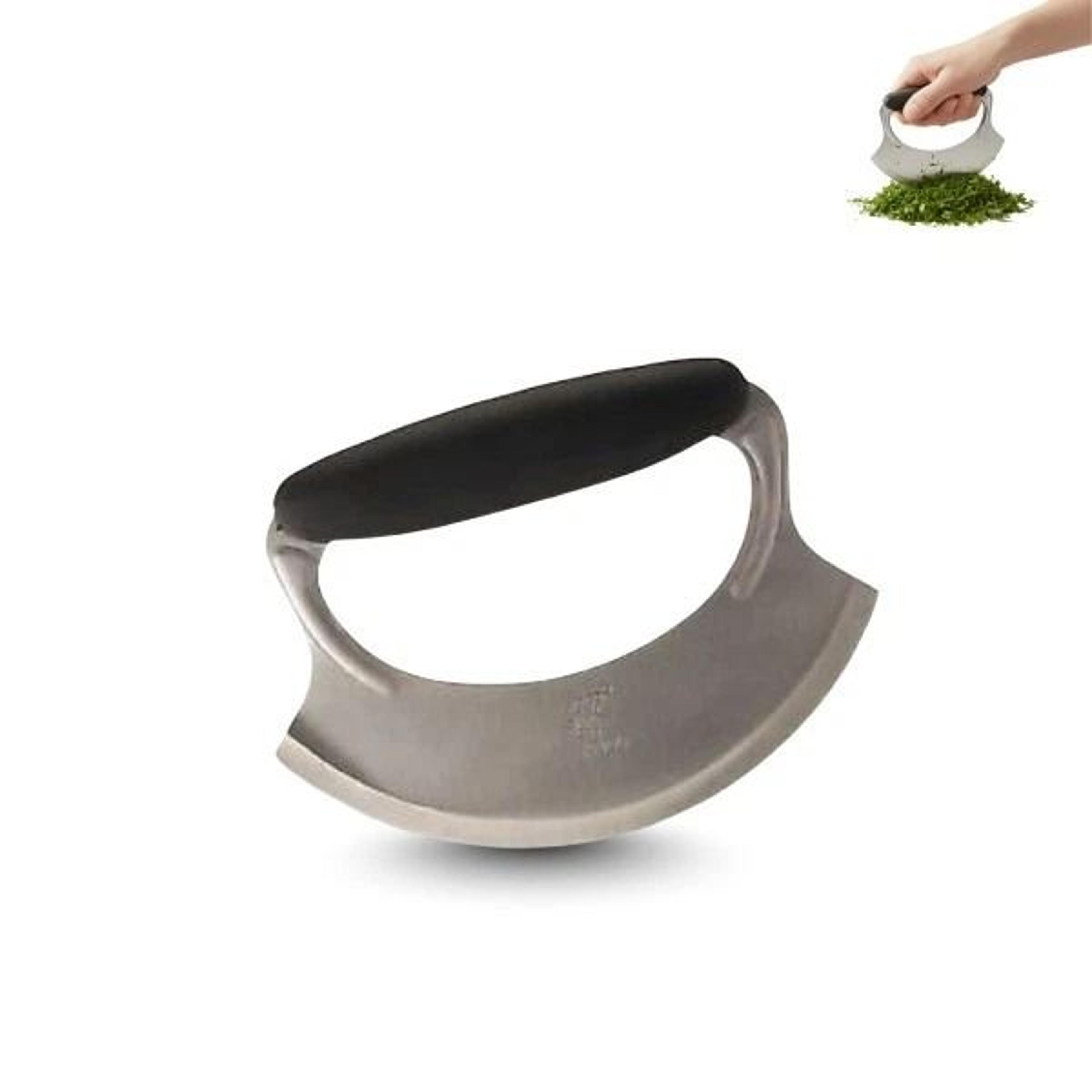 salad chopper stainless steel herb cutter with non slip silicone handle