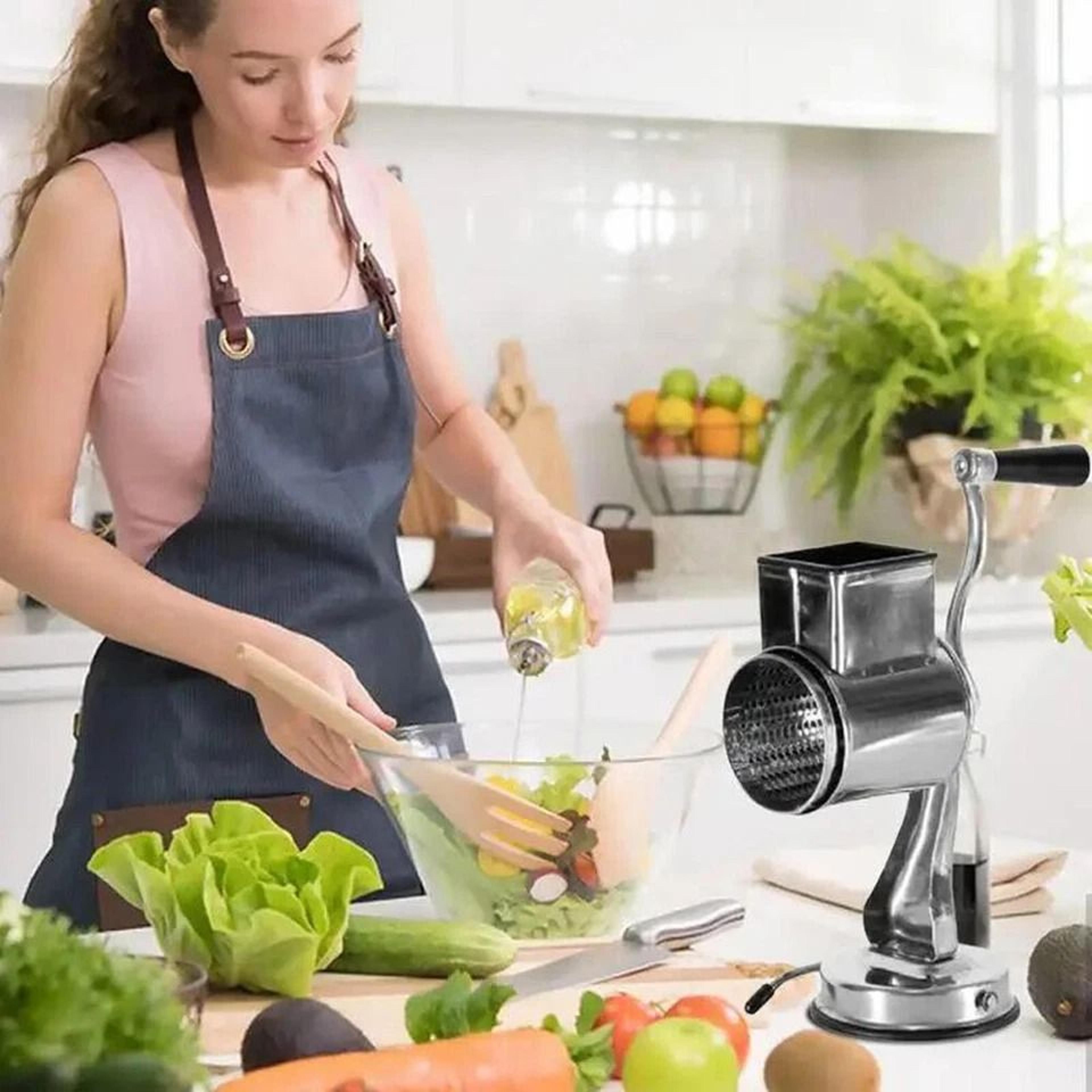 Stainless Steel Rotary Cheese Grater Hand Crank Vegetable Drum Slicer 9