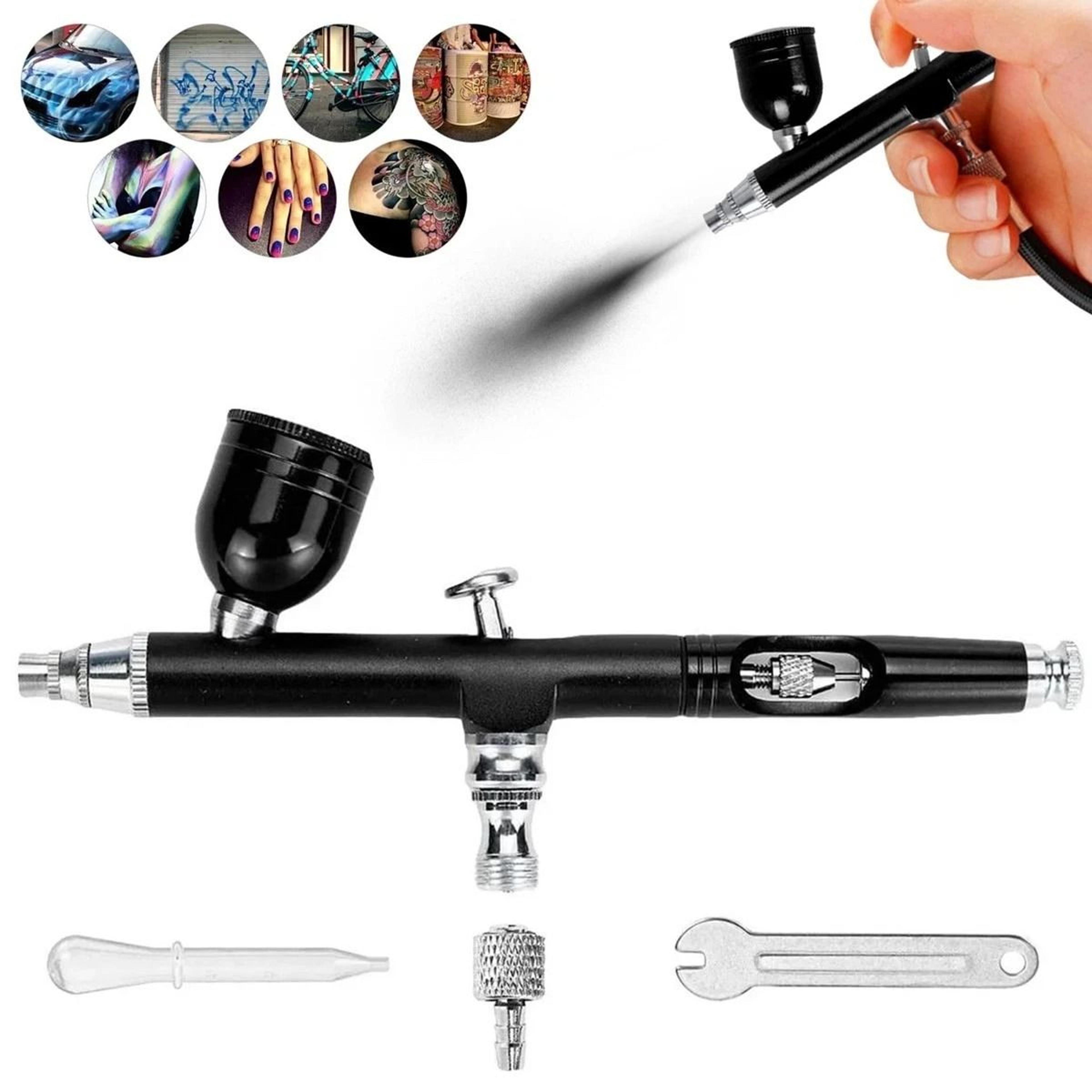 dual action gravity feed airbrush kit for nail art, tattoo, crafts