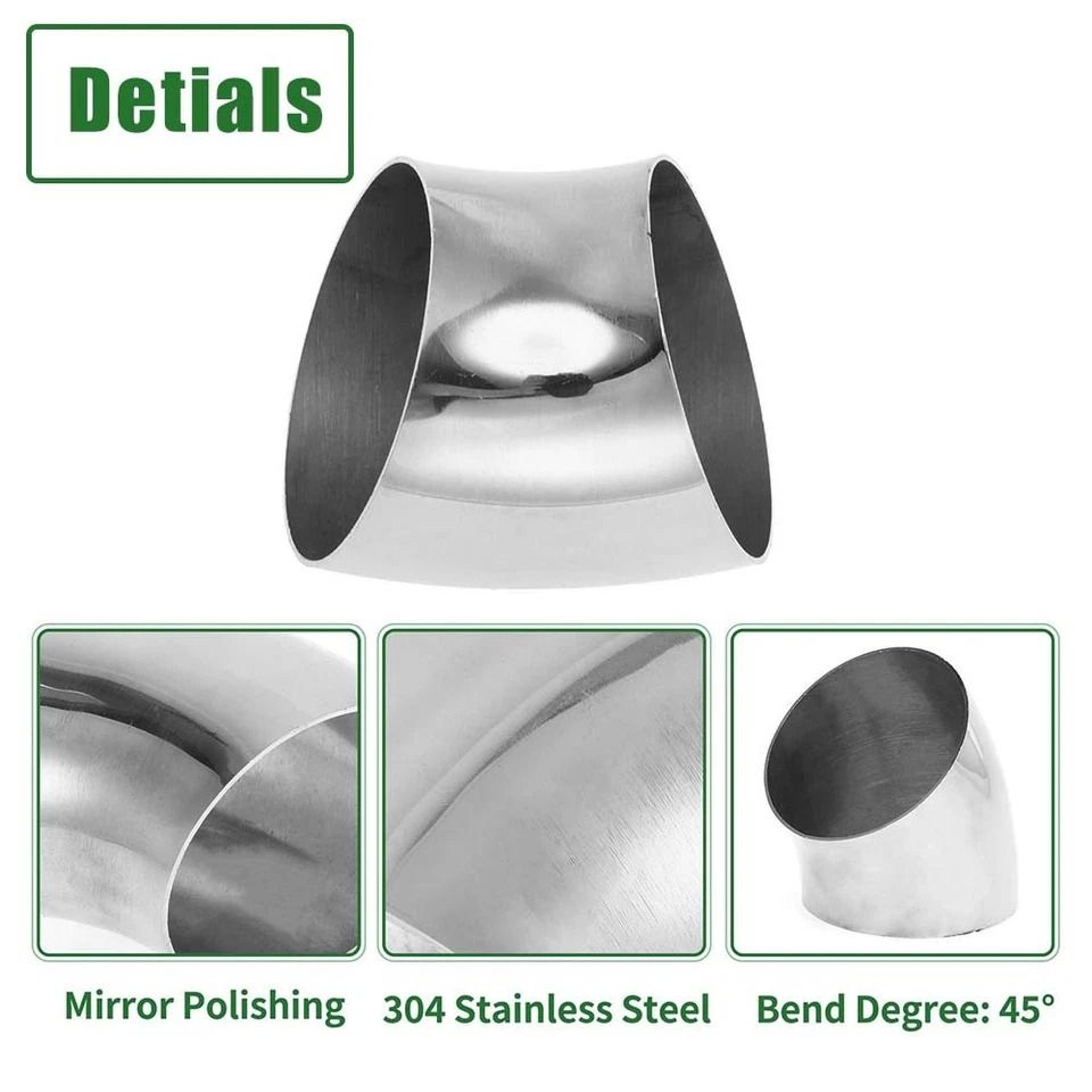 Degree Exhaust Elbow Stainless Steel Universal Pipe Fitting 6