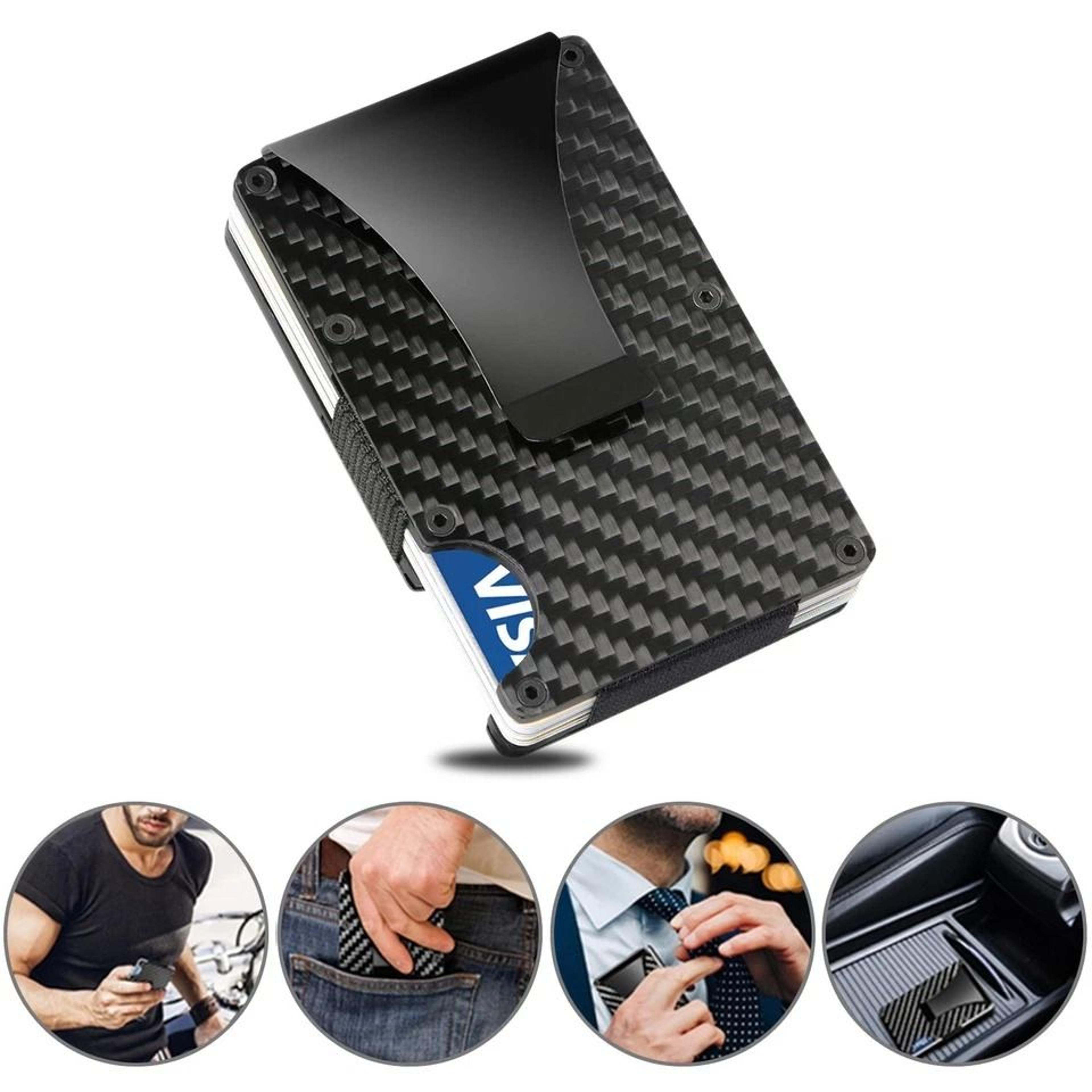 RFID Blocking Slim Money Clip Carbon Fiber Wallet For Men 1