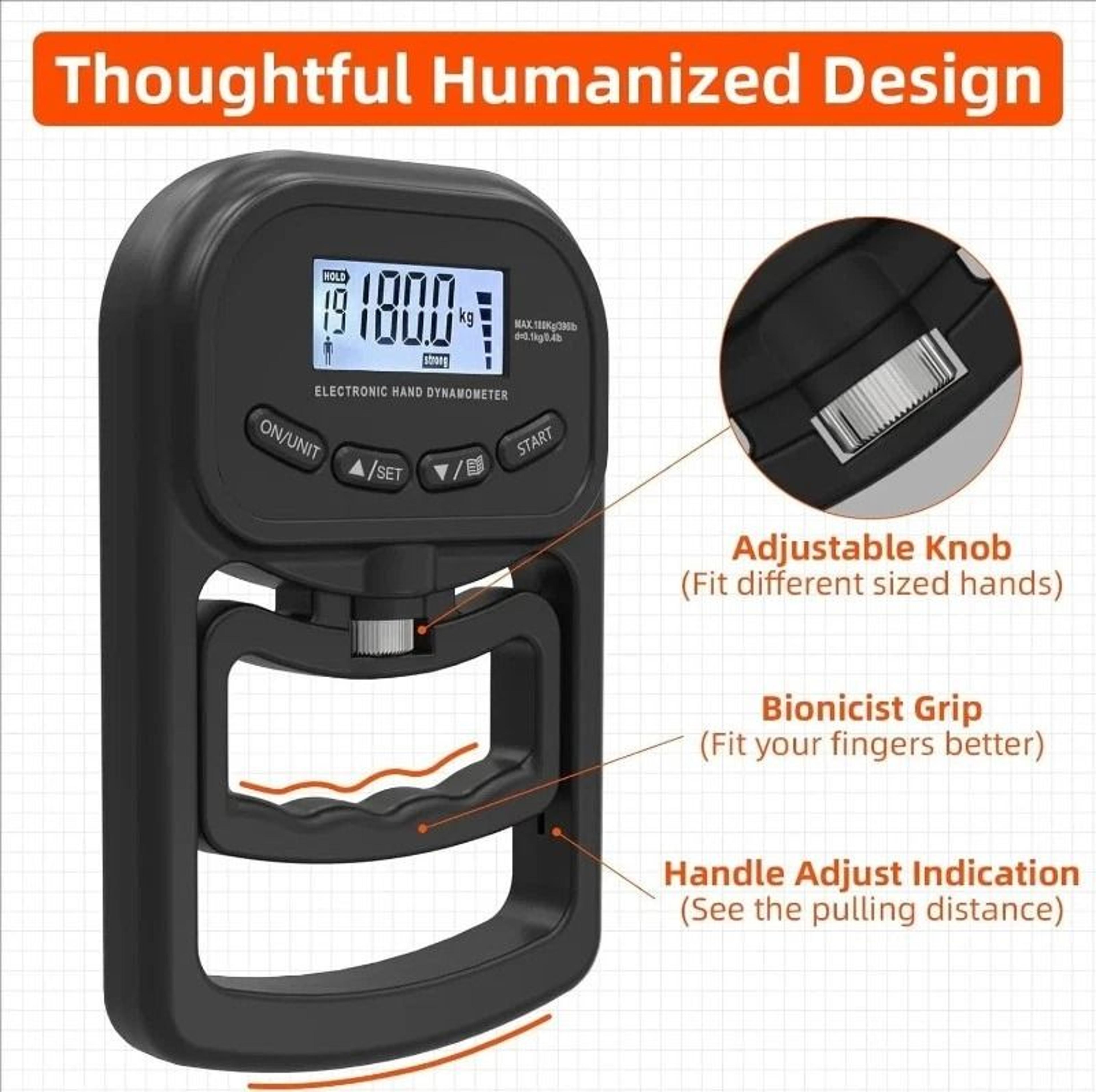 Digital Grip Strength Tester Hand Dynamometer For Fitness Rehab 4