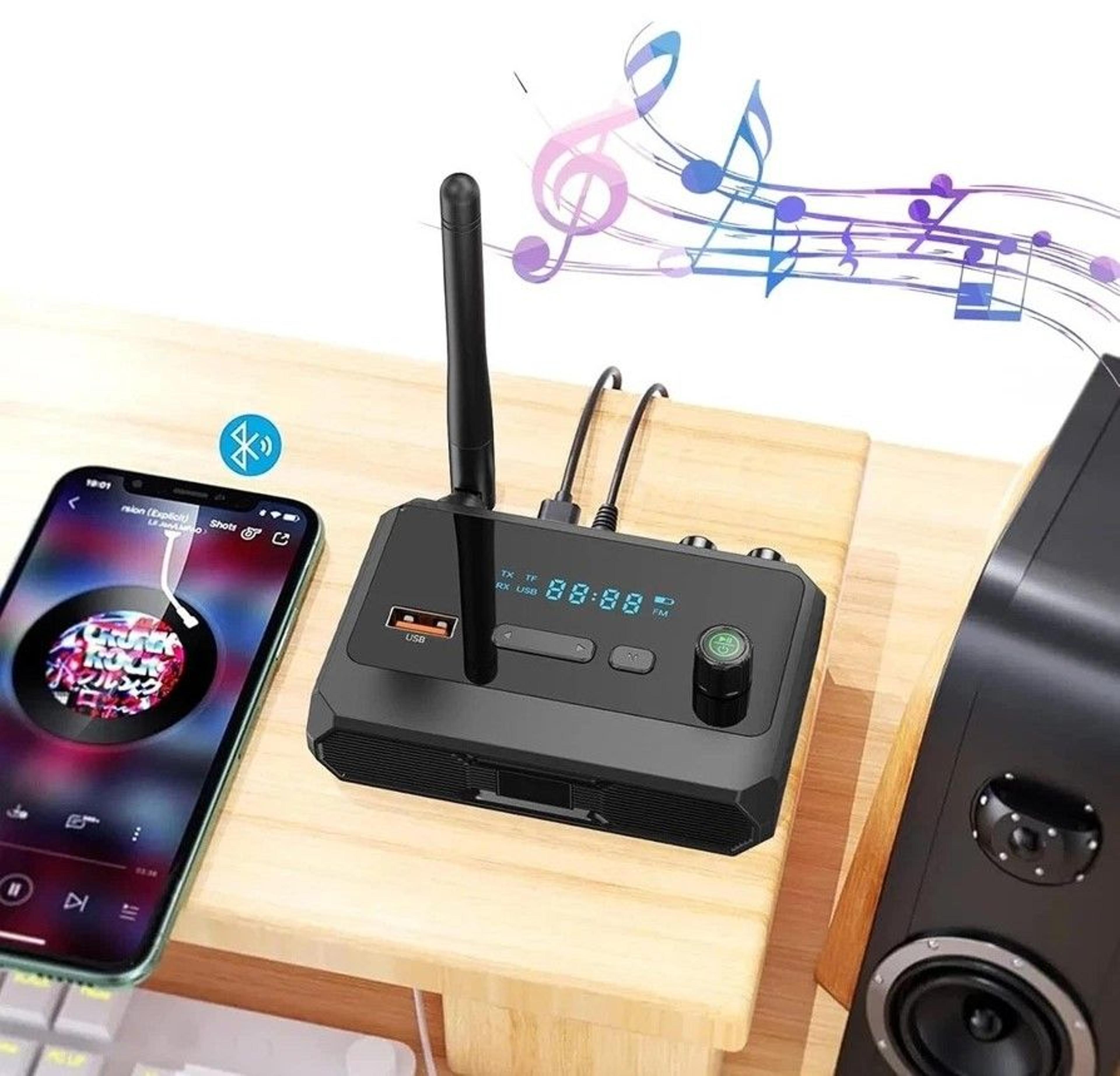 bluetooth audio receiver with rca aux usb optical adapter