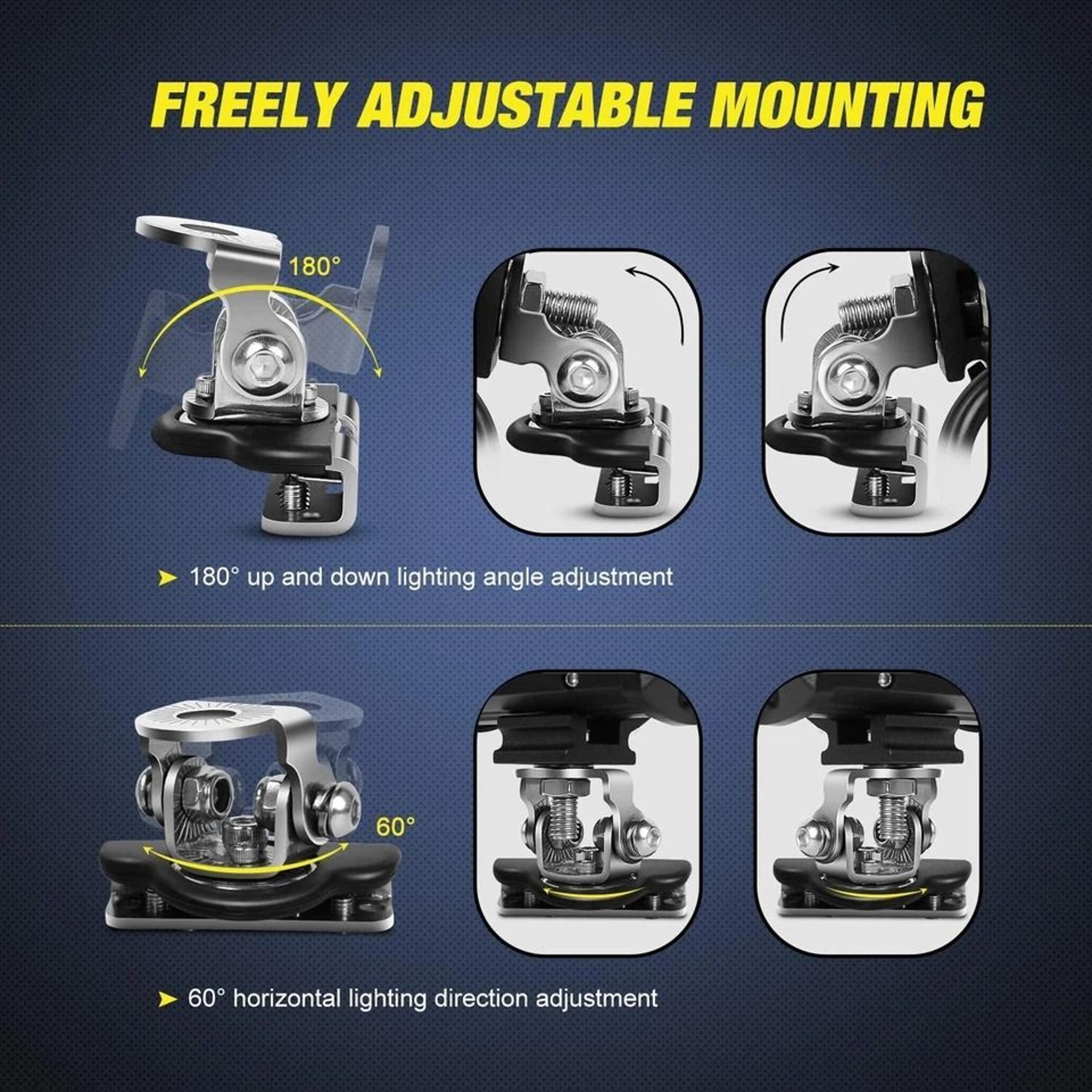 Universal Hood Mount Brackets For LED Light Bar And Off Road Work Lights 7