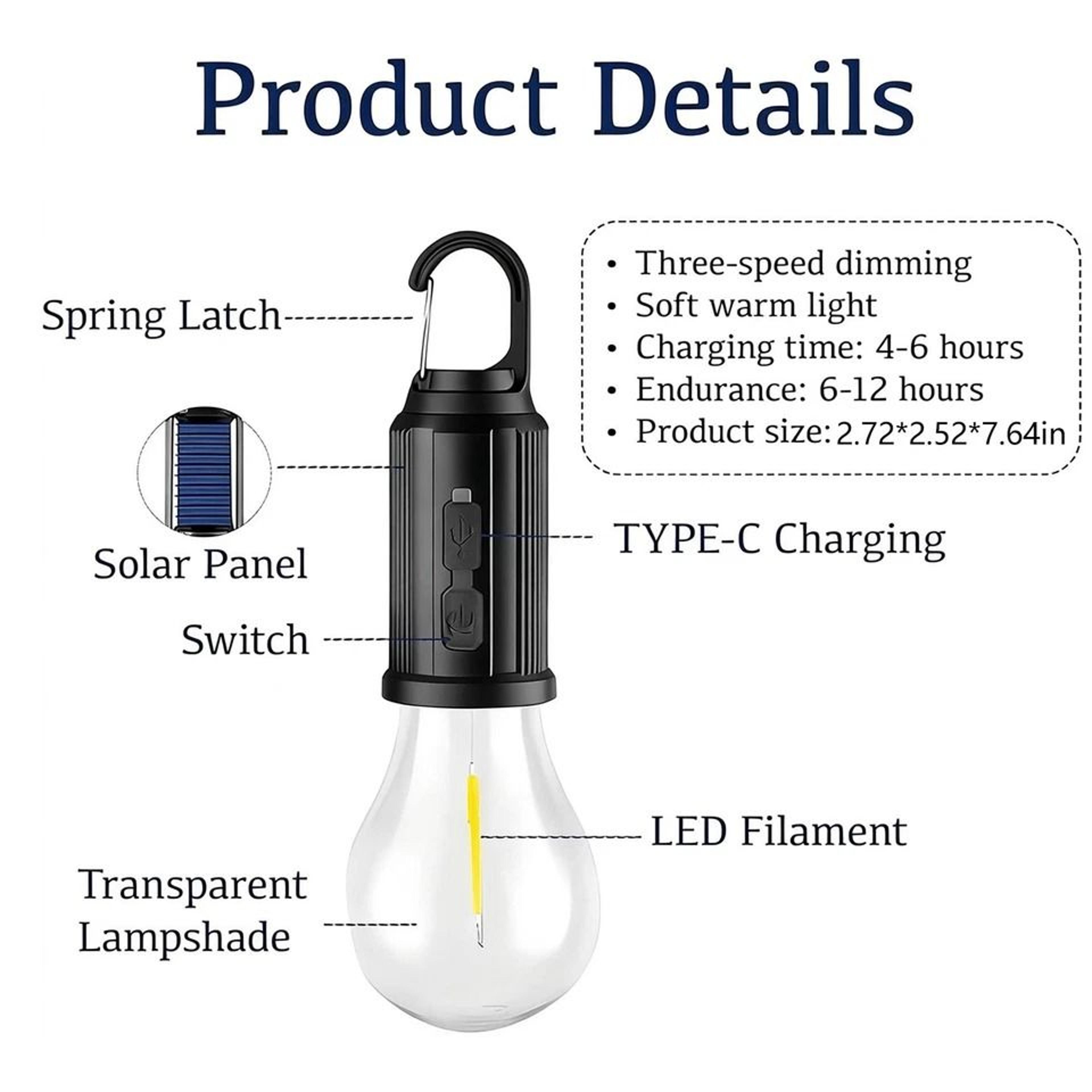 Solar Hanging Lights Waterproof LED Tent Lights For Camping Patio And Emergency Use 3