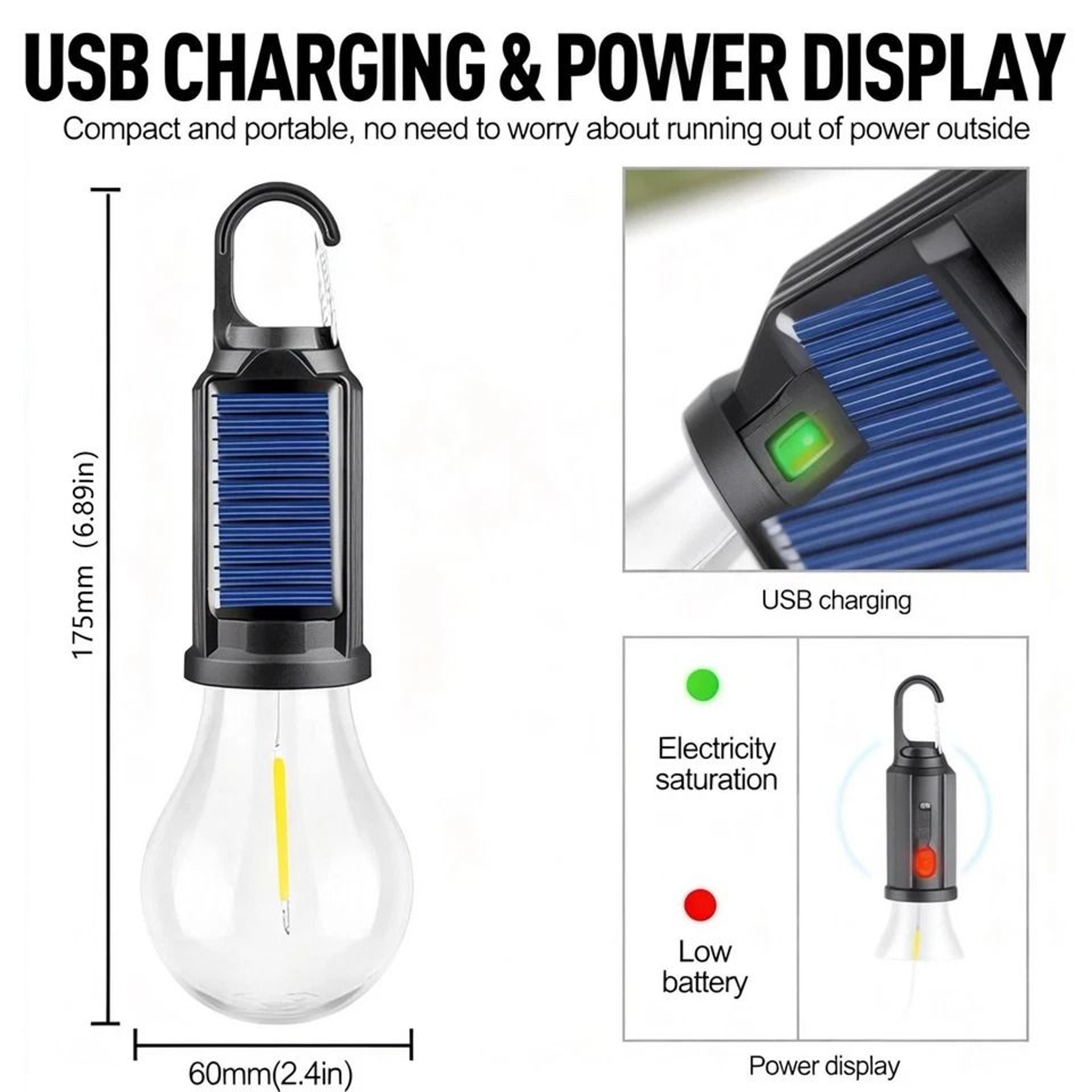 Solar Hanging Lights Waterproof LED Tent Lights For Camping Patio And Emergency Use 6