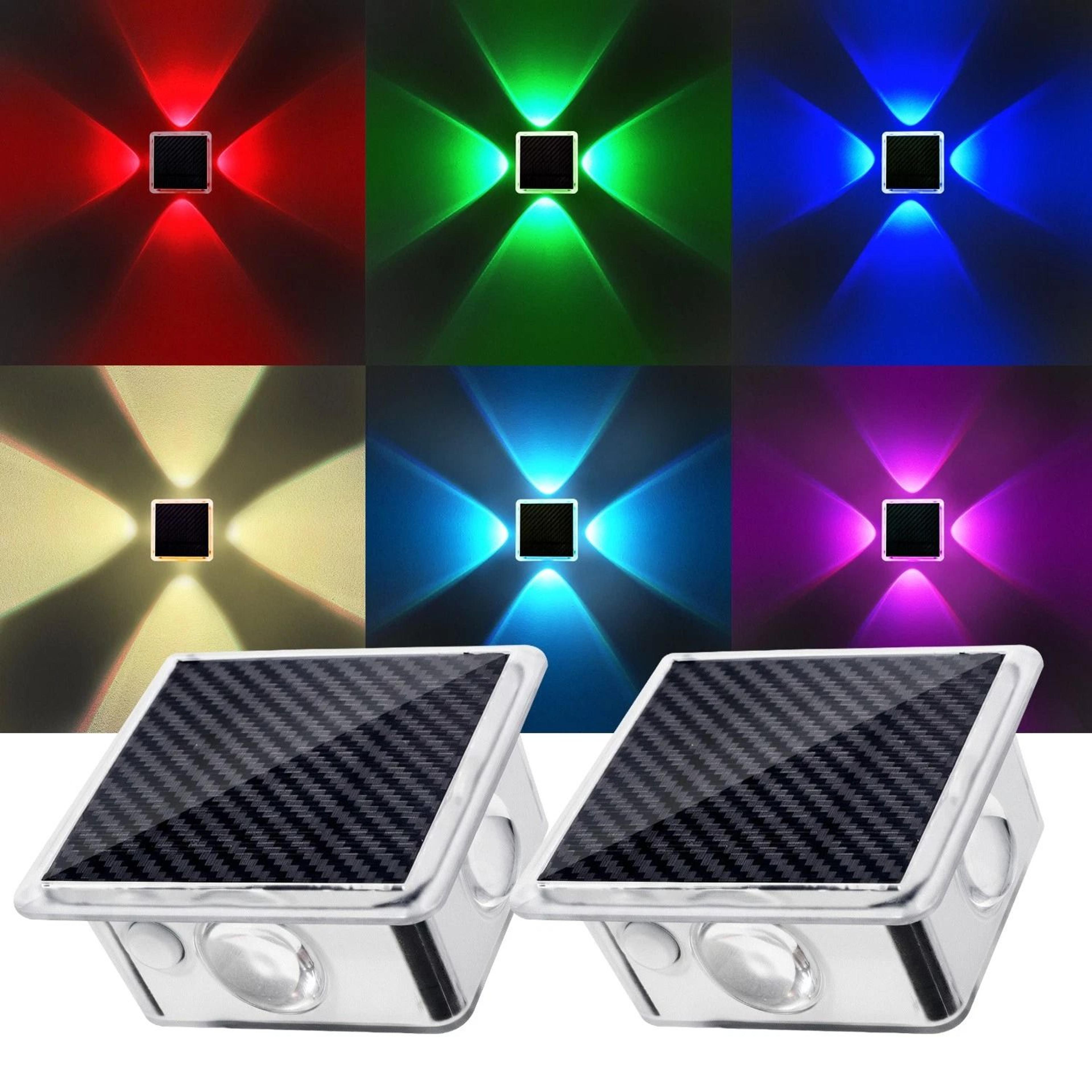 rgb solar wall lights for outdoor fence deck garden and steps