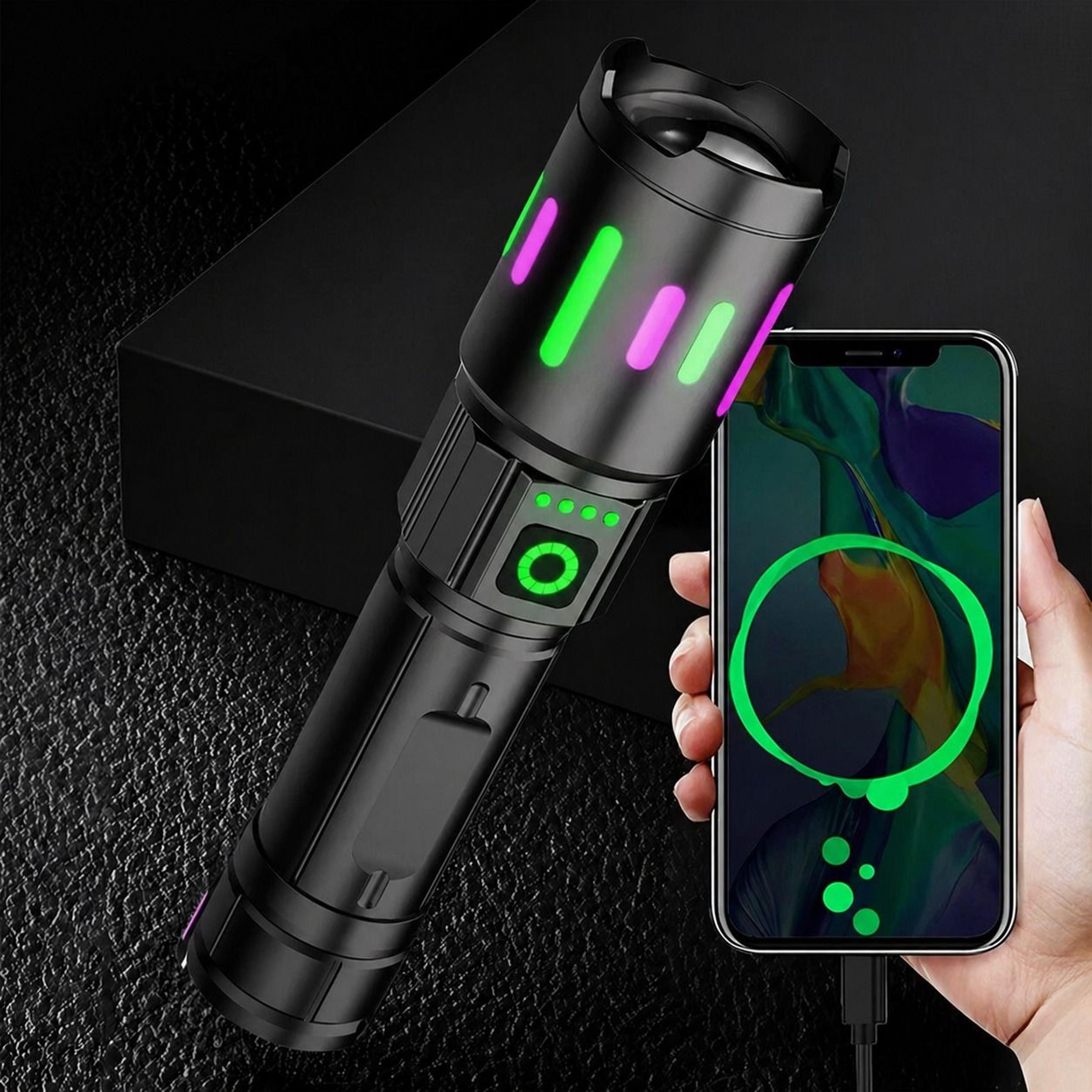rechargeable led tactical flashlight with zoom beam and work light