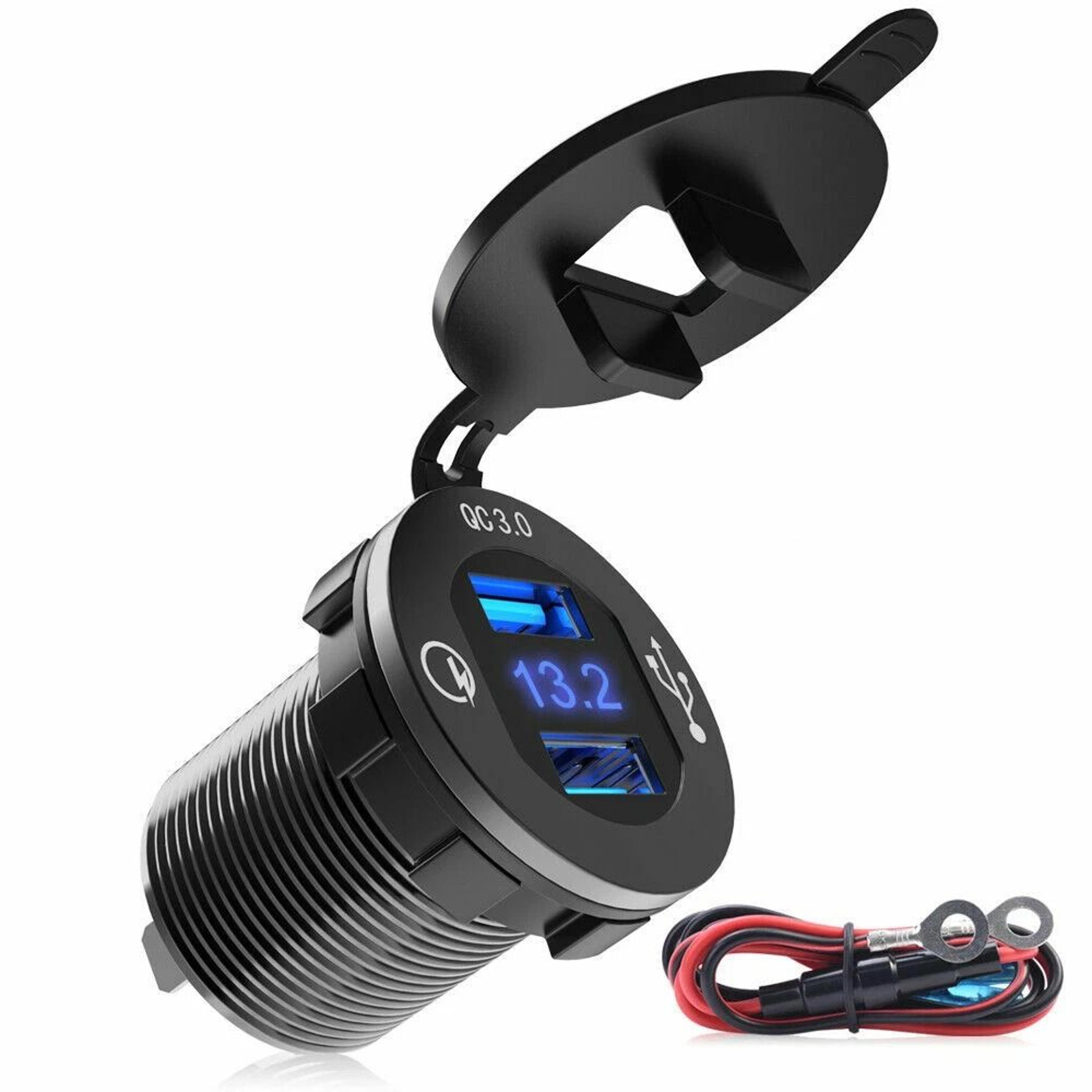 dual usb car charger with digital voltmeter
