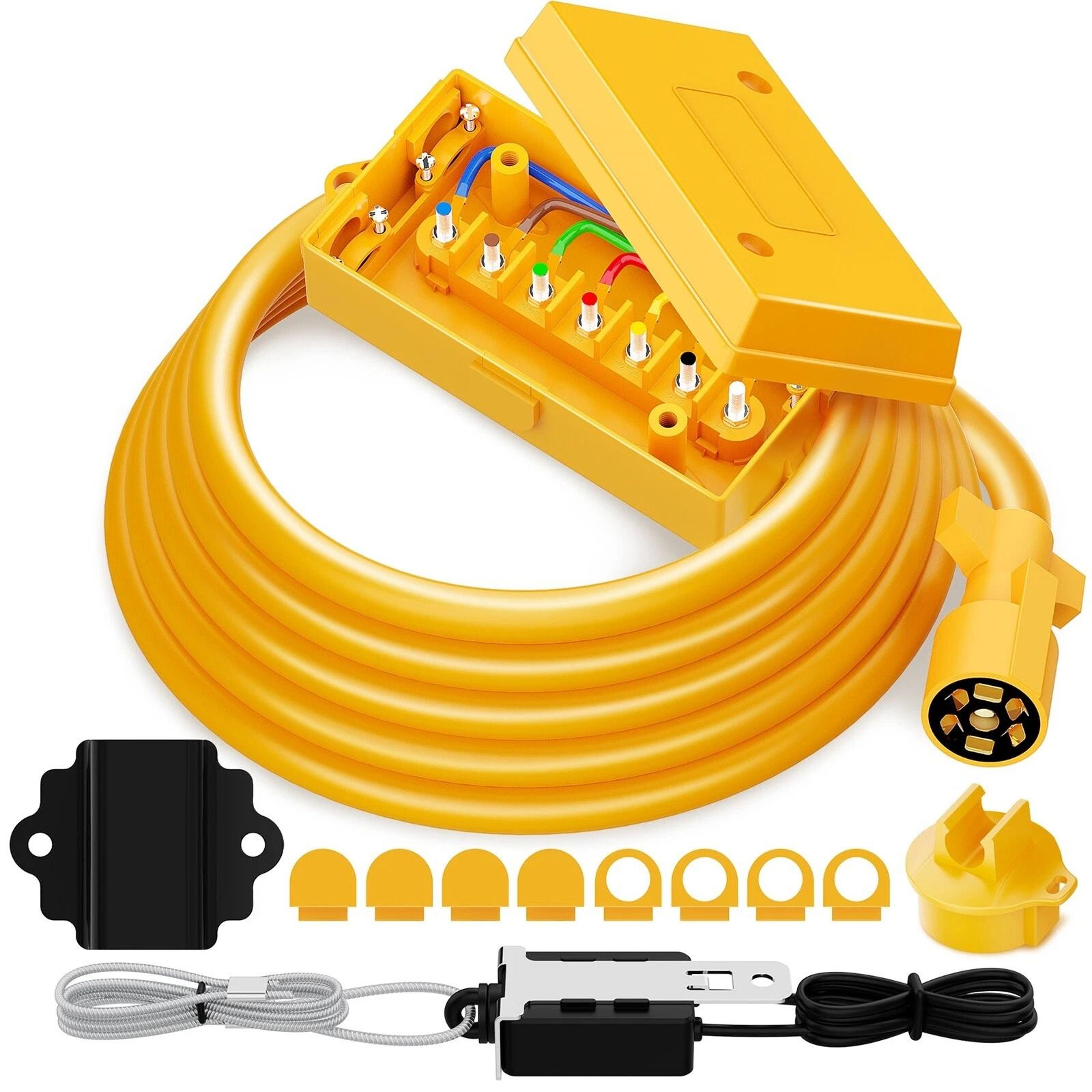 way trailer cord kit with junction box and breakaway switch