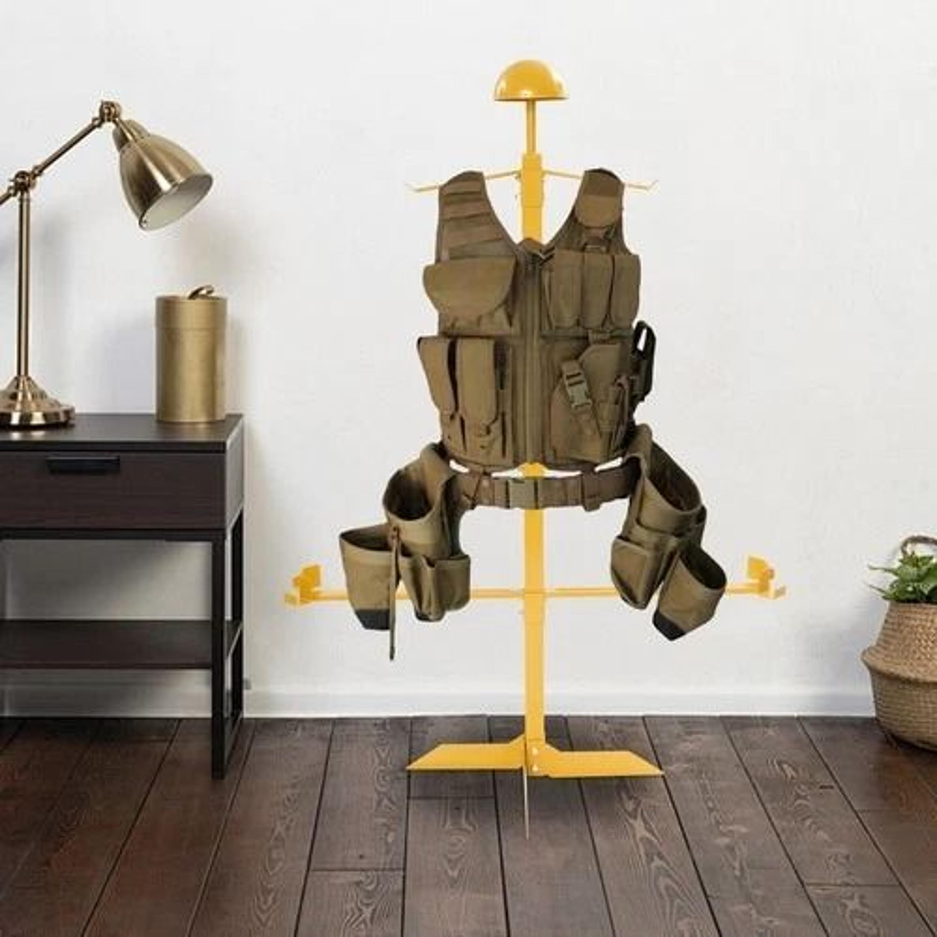 premium heavy duty tactical gear stand & helmet vest display rack
