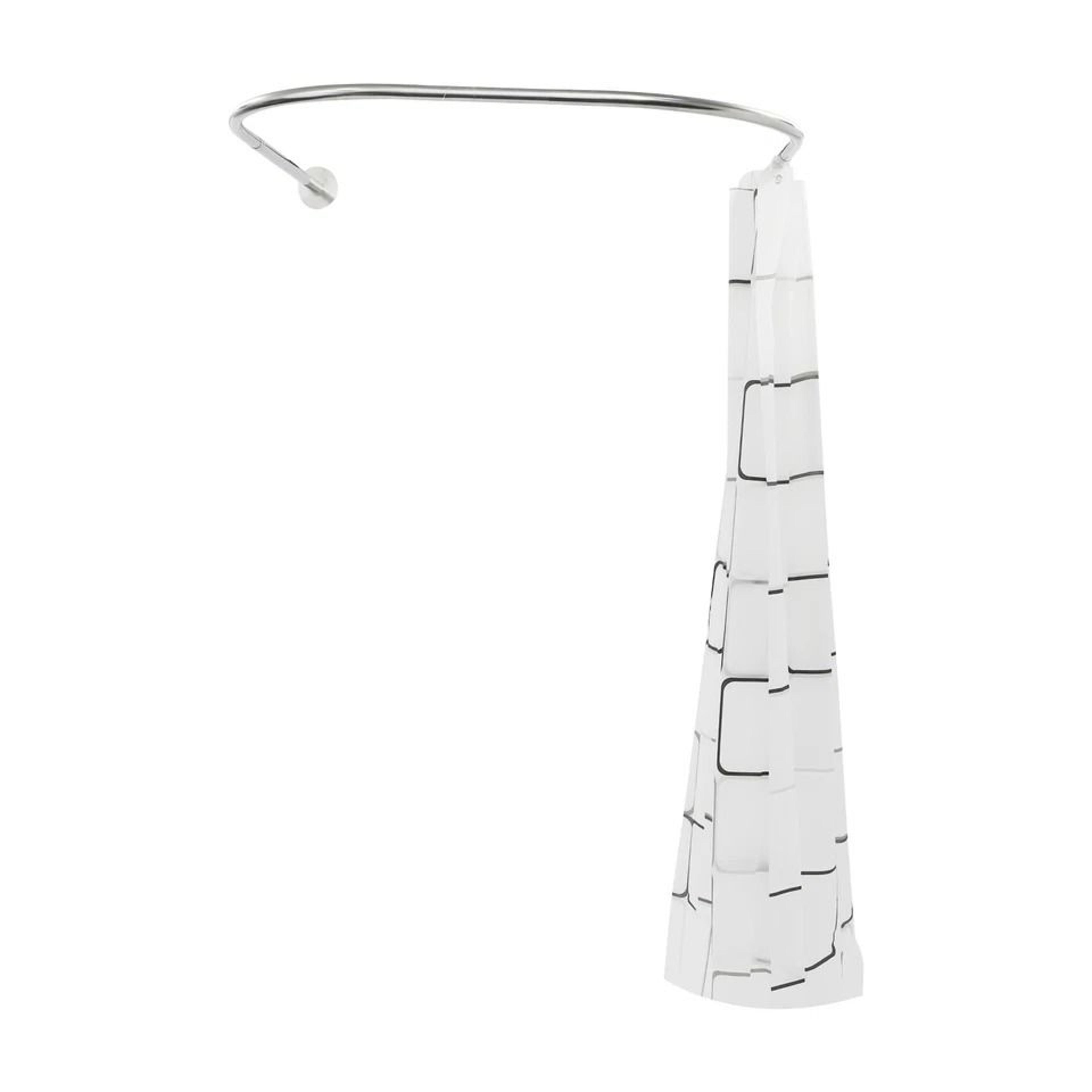 Adjustable UShaped Shower Rod NoDrill Stainless Steel Corner Curtain Rod 4