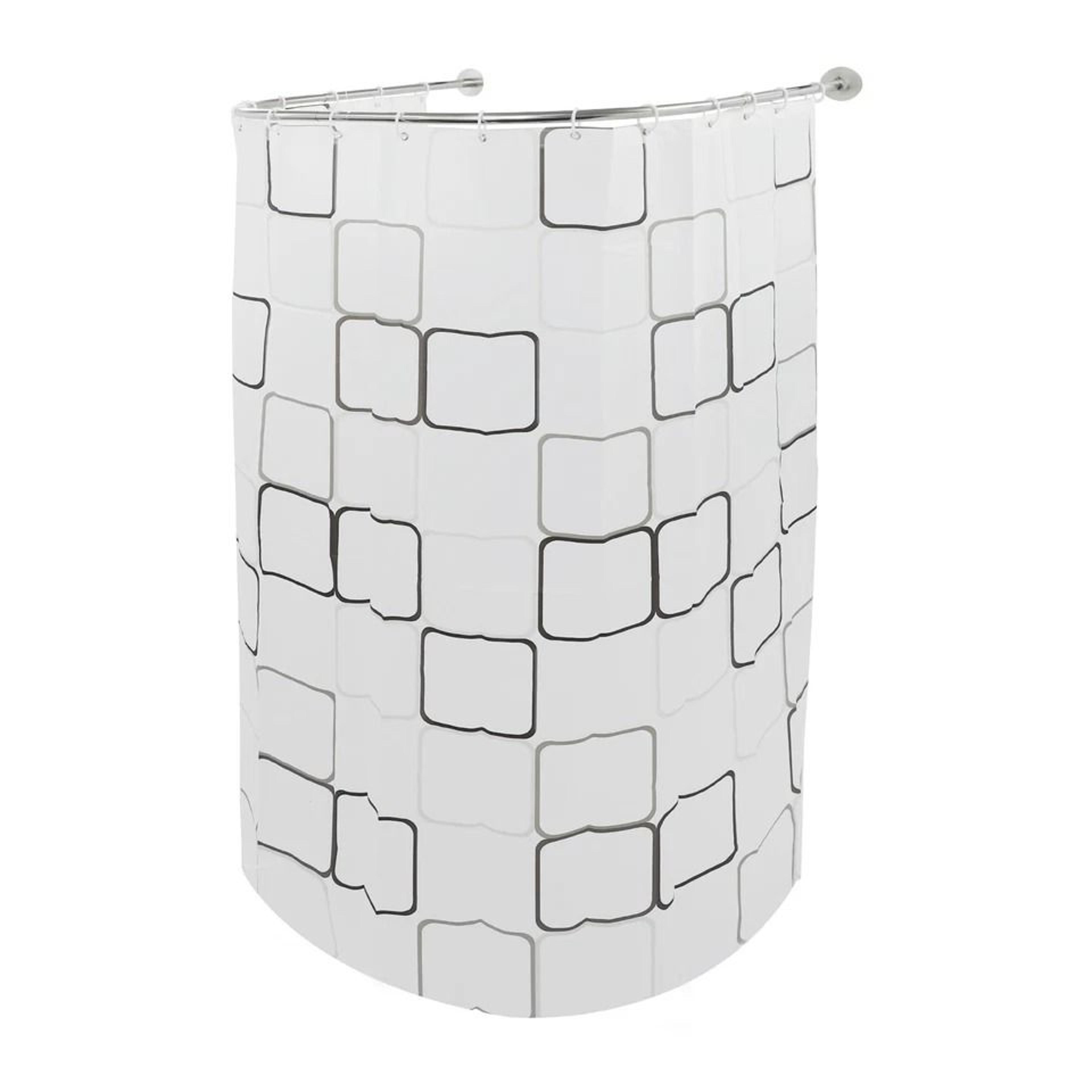 Adjustable UShaped Shower Rod NoDrill Stainless Steel Corner Curtain Rod 5