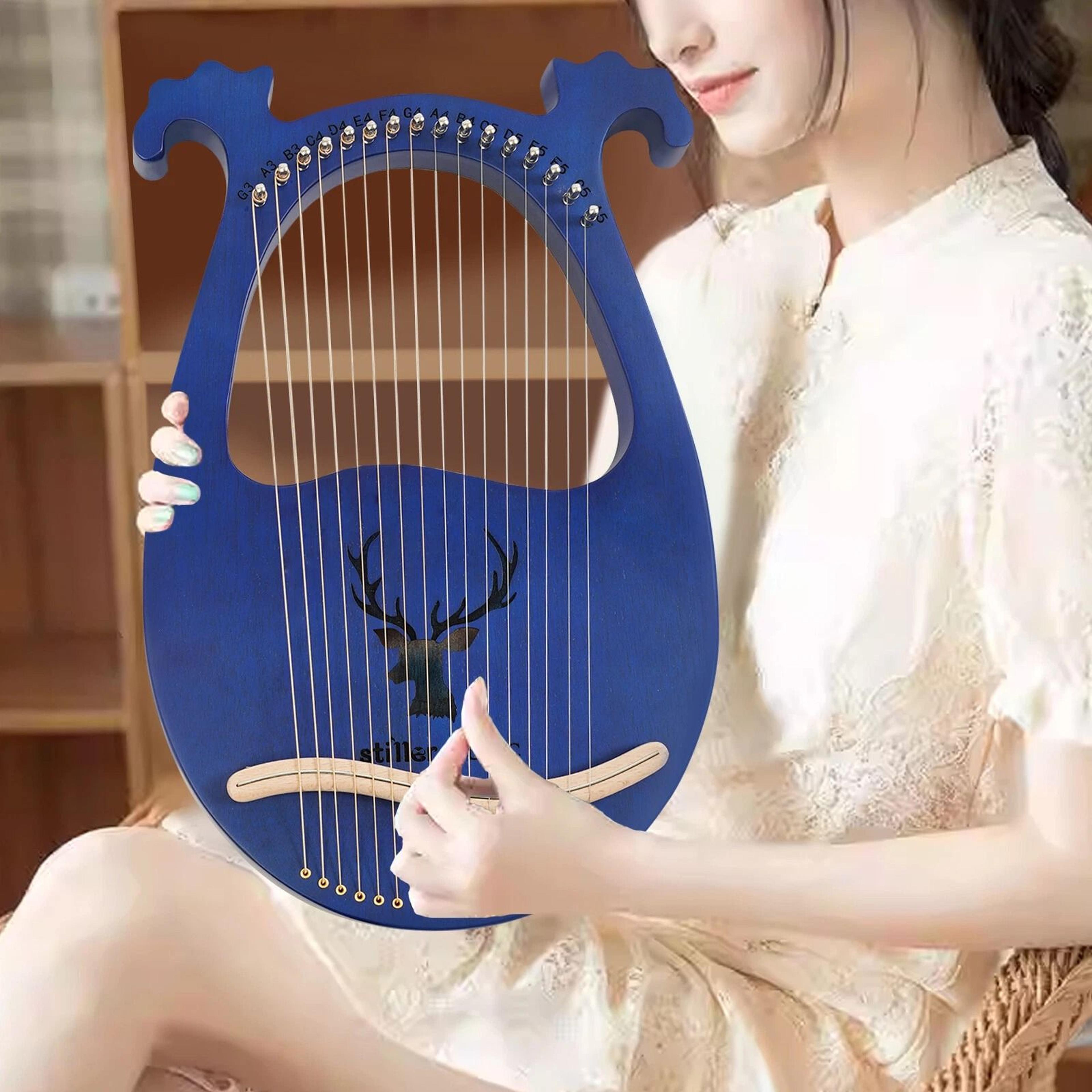 string lyre harp with tuning wrench beginner steel string lyre