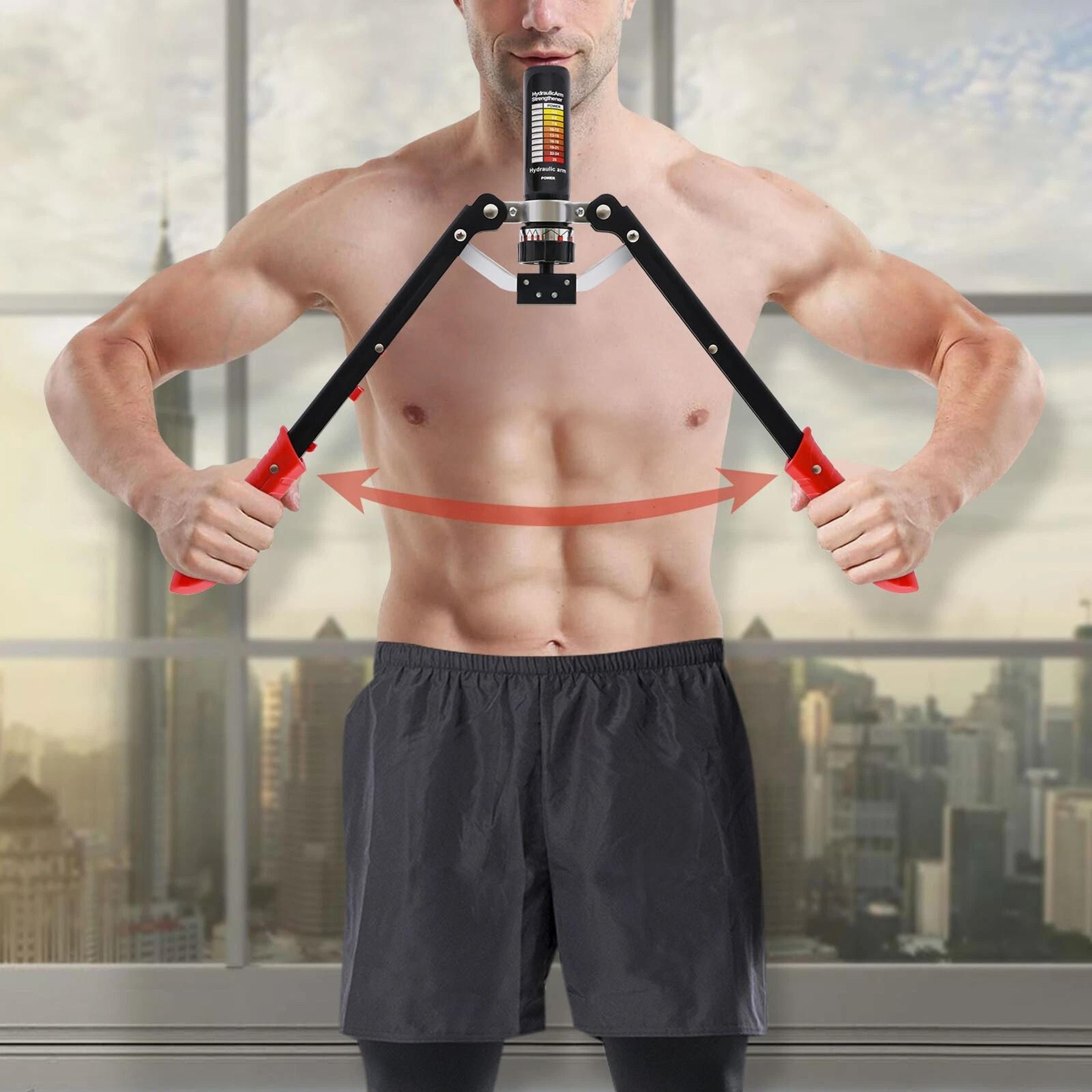 premium adjustable hydraulic power twister arm & chest strength trainer