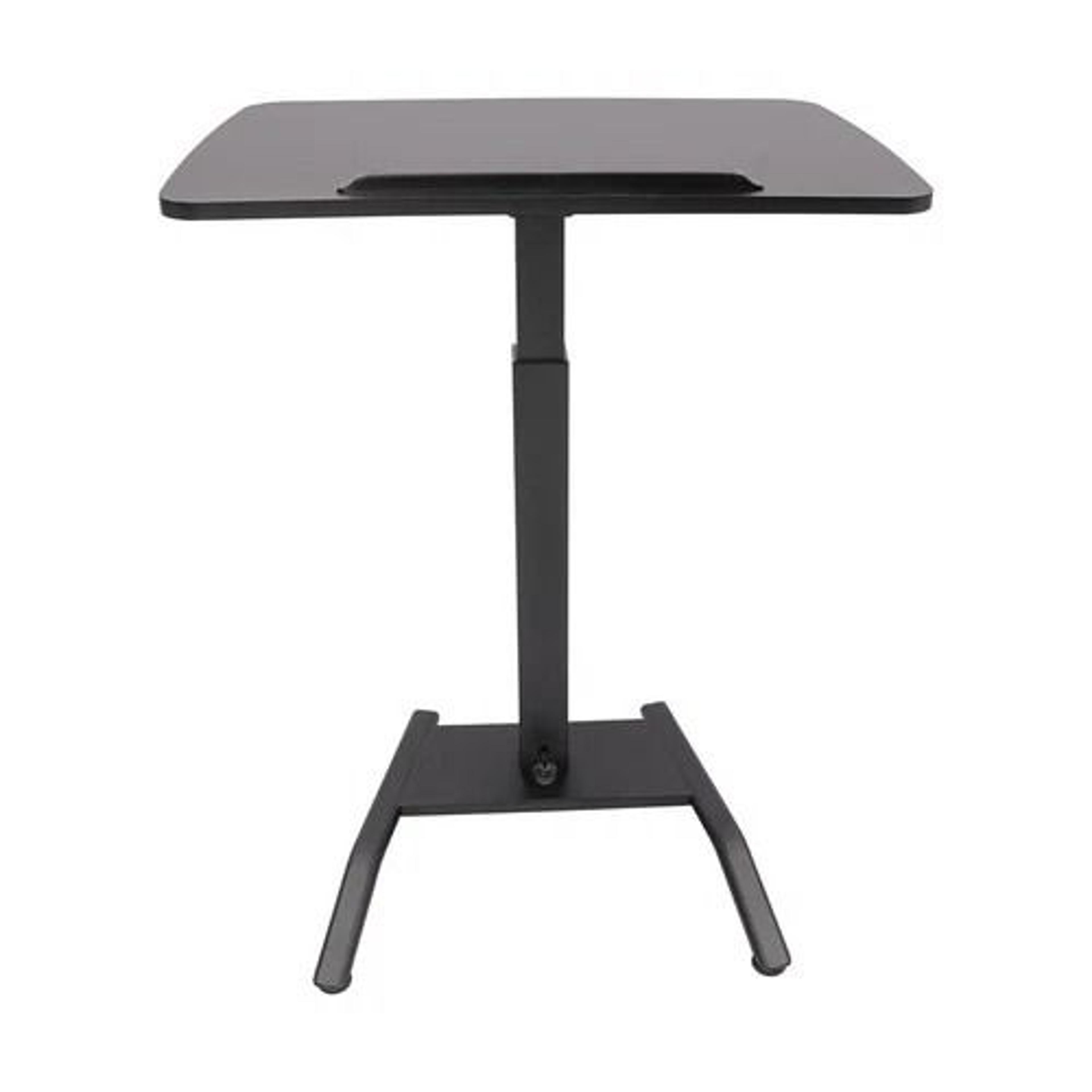 pneumatic adjustable standing desk mobile laptop cart with tilting top & cup holder
