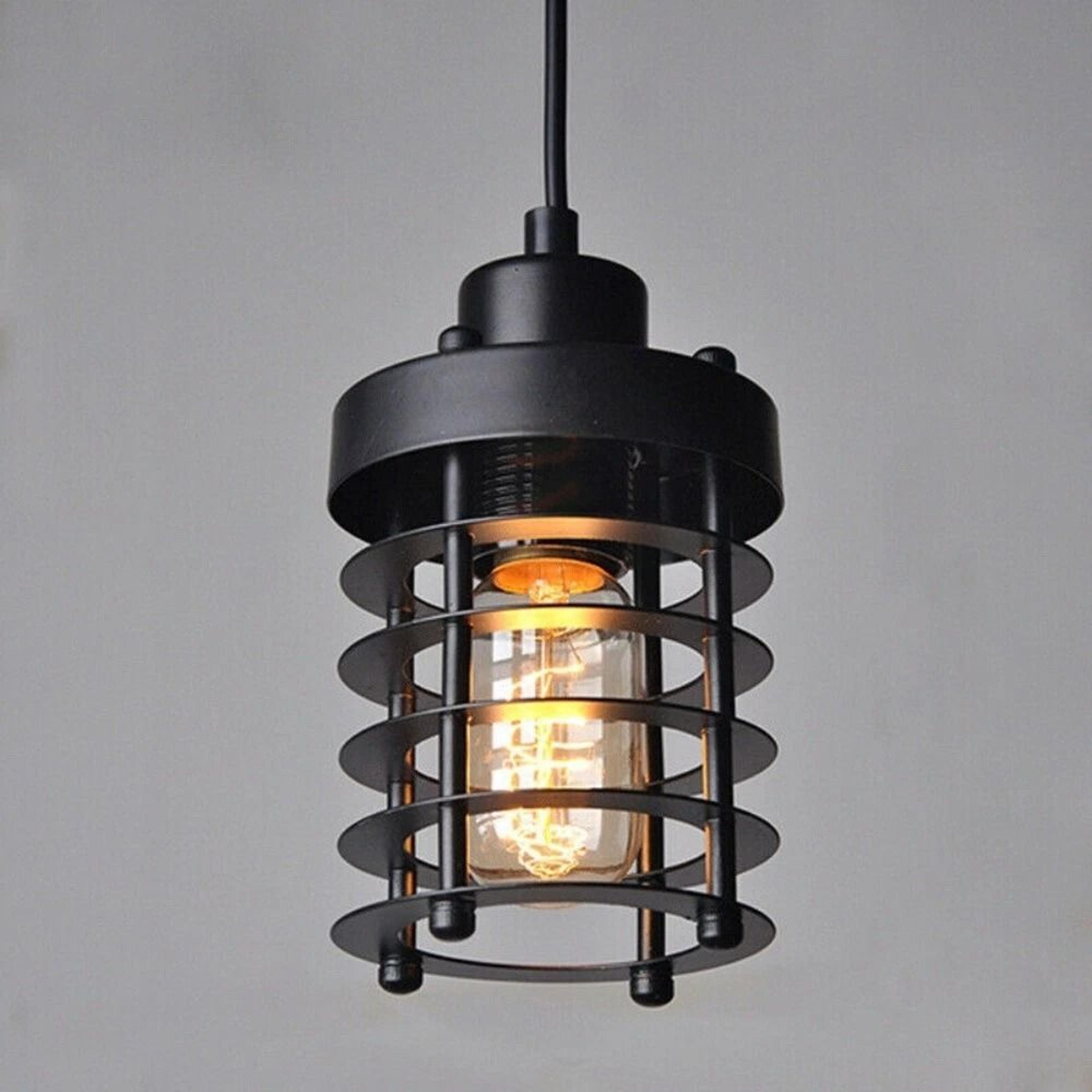 rustic industrial pendant light with iron cage vintage hanging light fixture