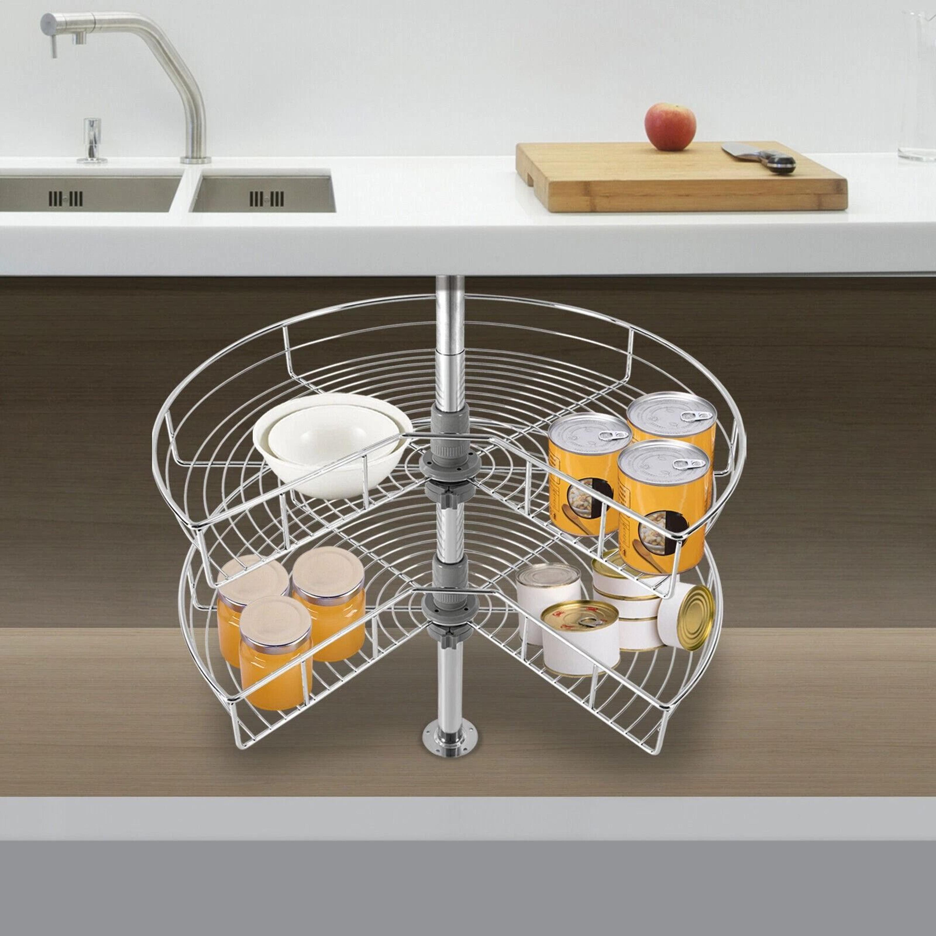 kitchen corner organizer lazy susan cabinet rack smooth rotate adjustable base cabinet storage