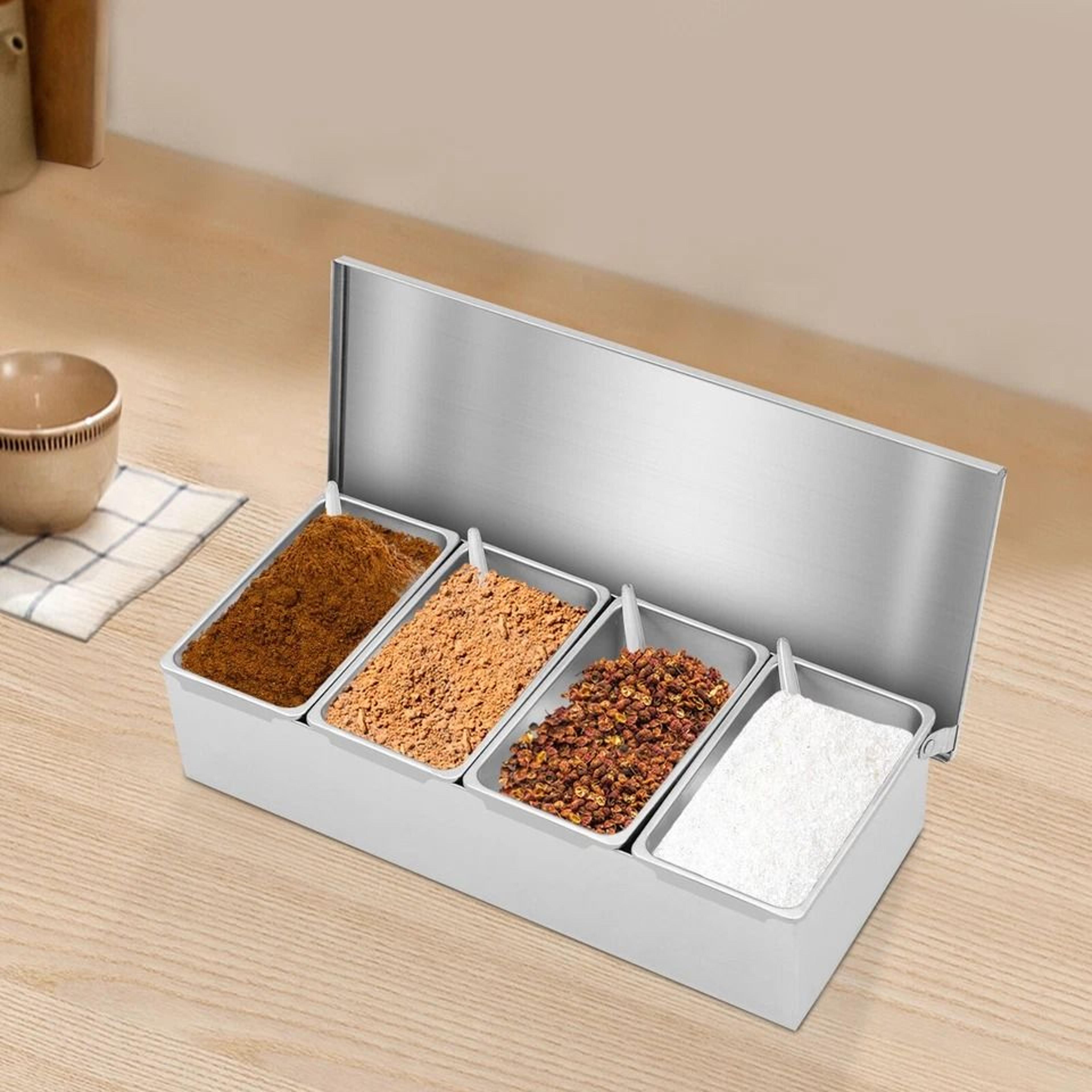 Premium Stainless Spice Storage Box Compartment Seasoning Organizer 3