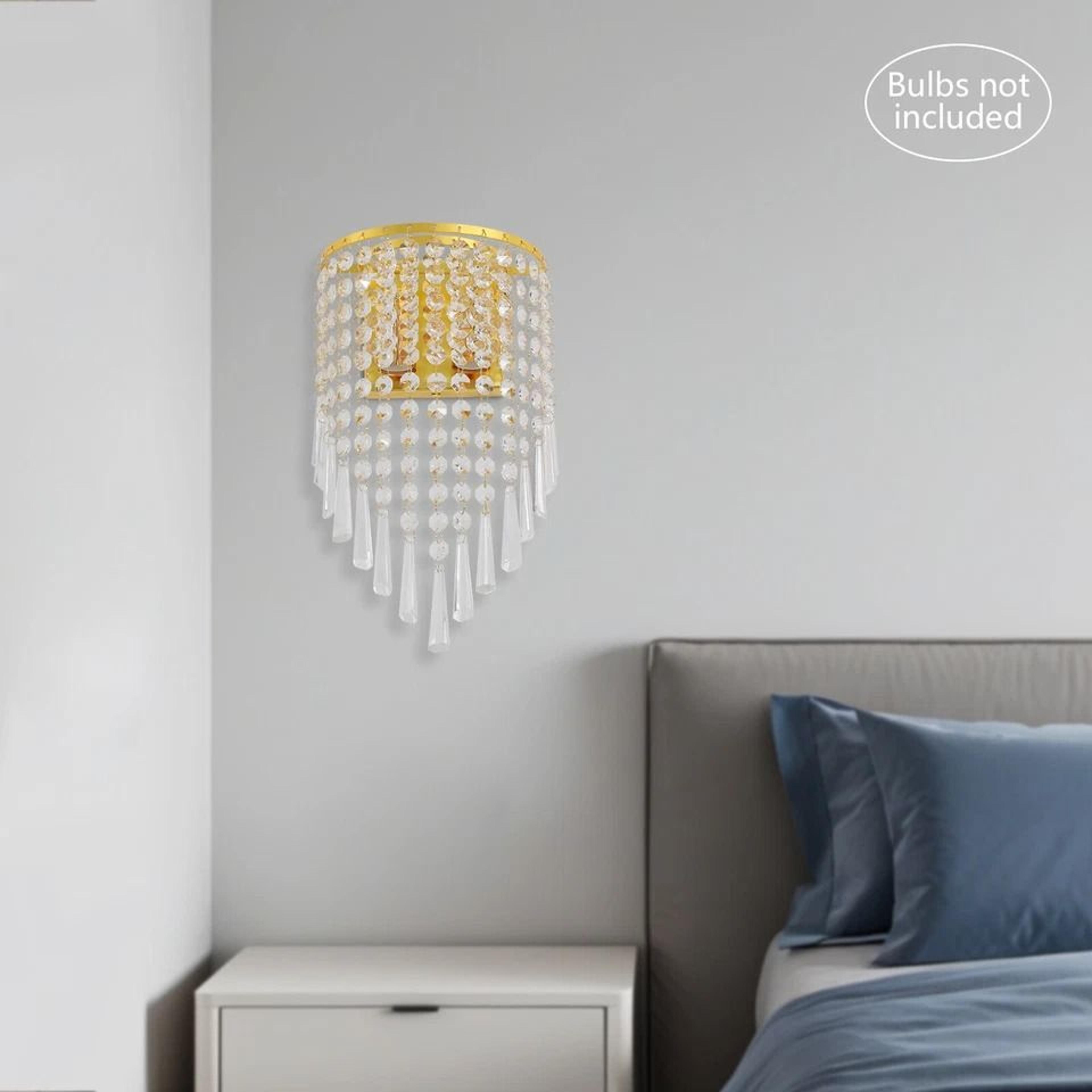 Modern Crystal Wall Sconces Decorative Semicircle Wall Lamp Indoor Lighting Fixture 4
