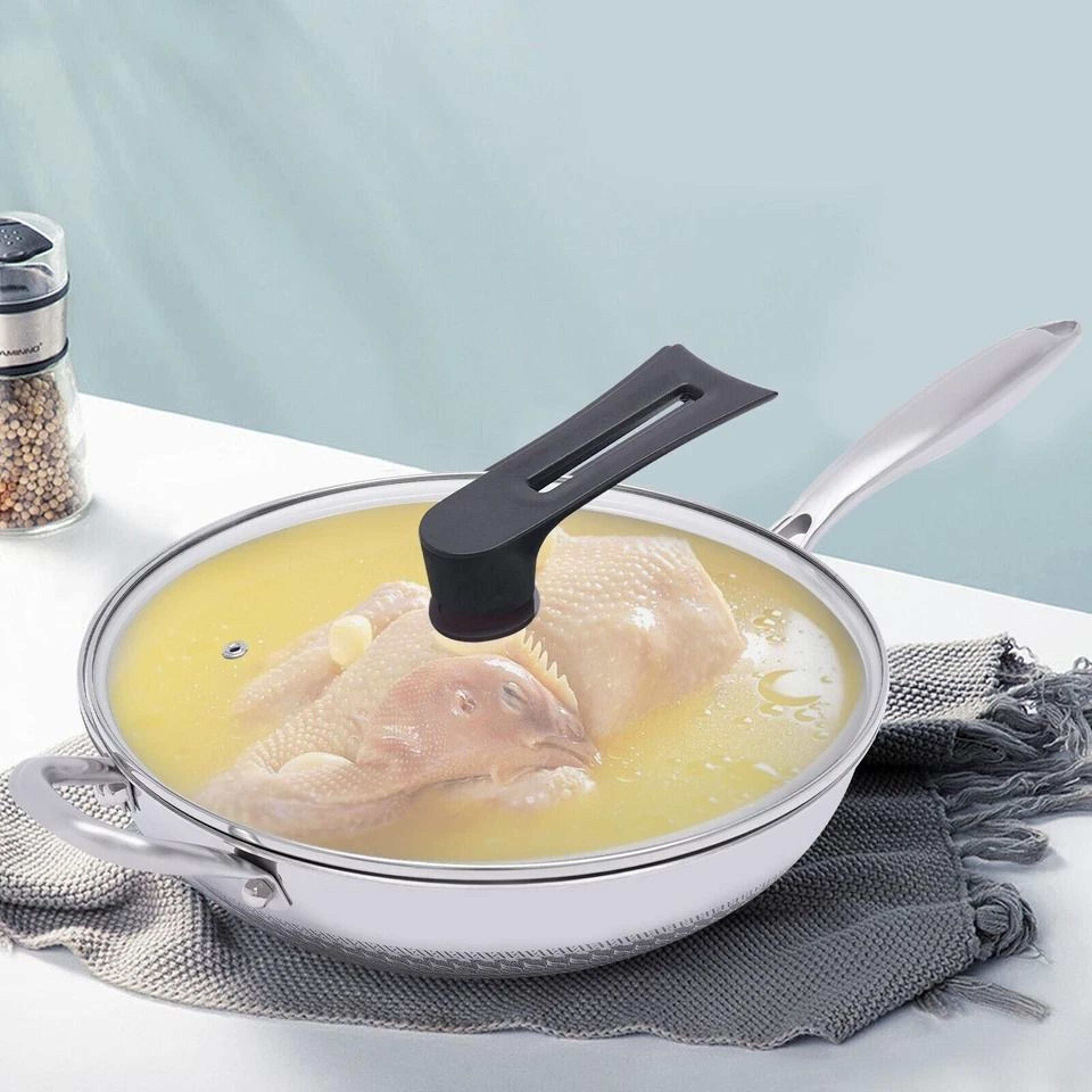 Premium Double Sided Honeycomb Non Stick Stainless Steel Wok Pan With Lid Induction  Gas Compatible 7