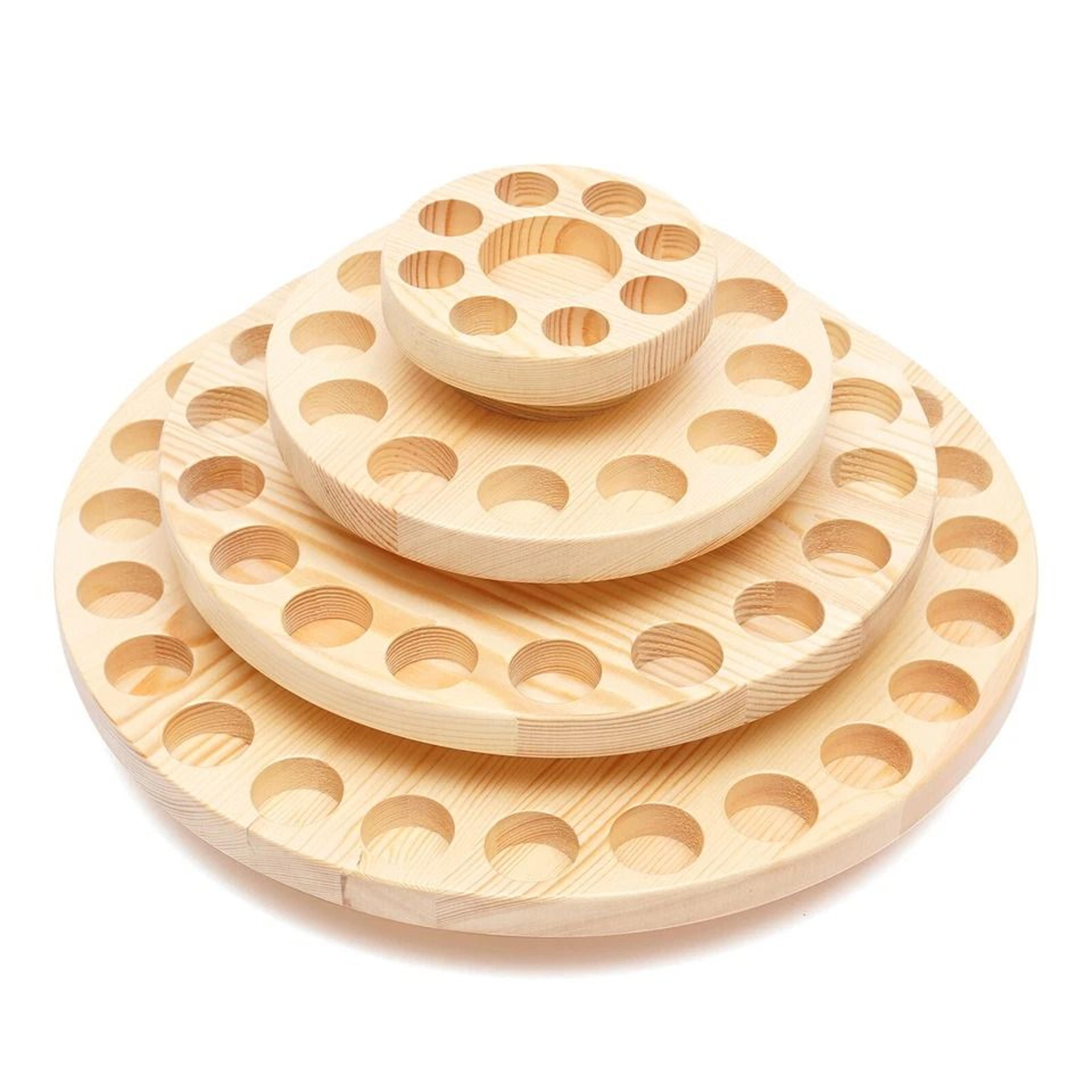 Slot Rotating Essential Oil Bottle Holder Wooden Display Stand 1