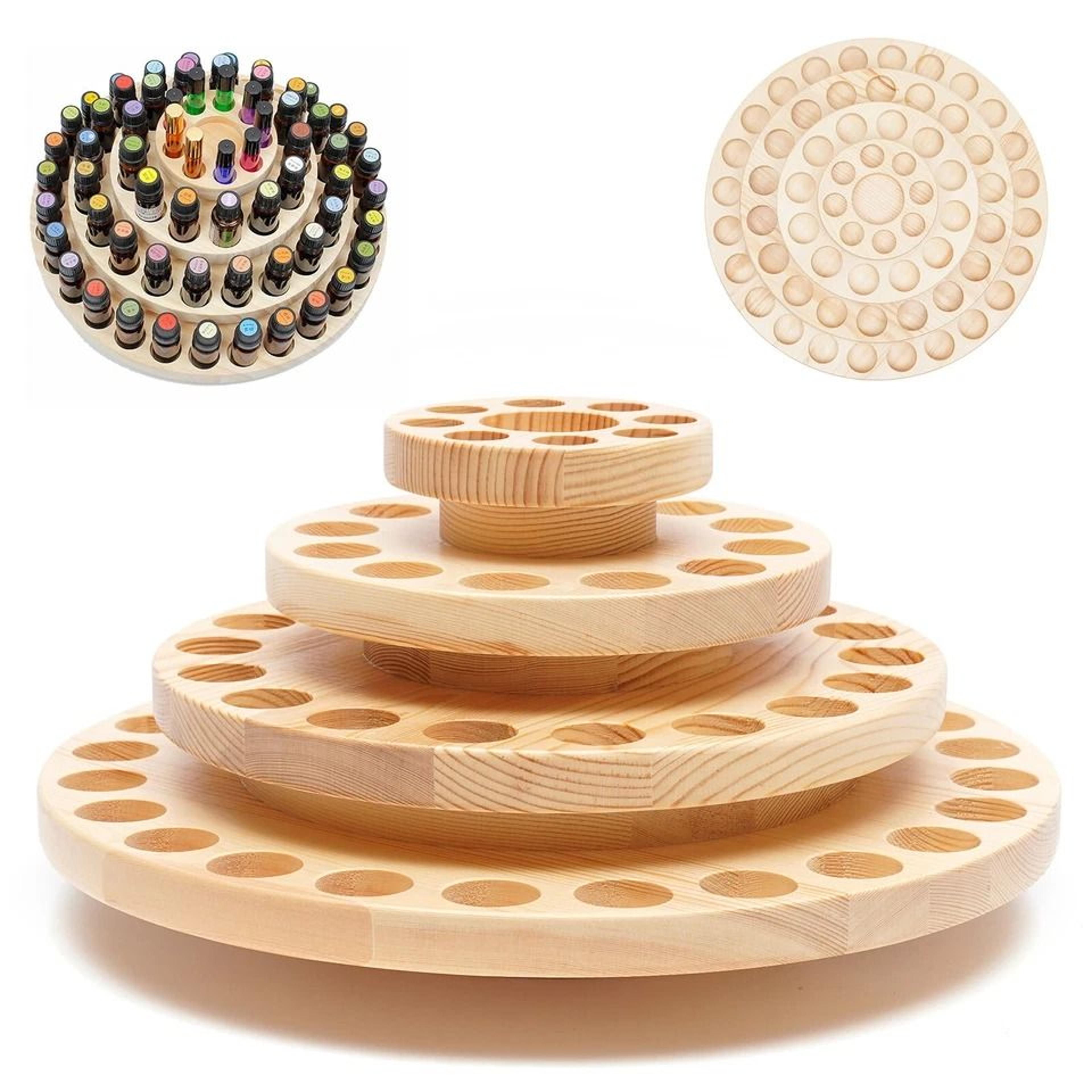 Slot Rotating Essential Oil Bottle Holder Wooden Display Stand 4