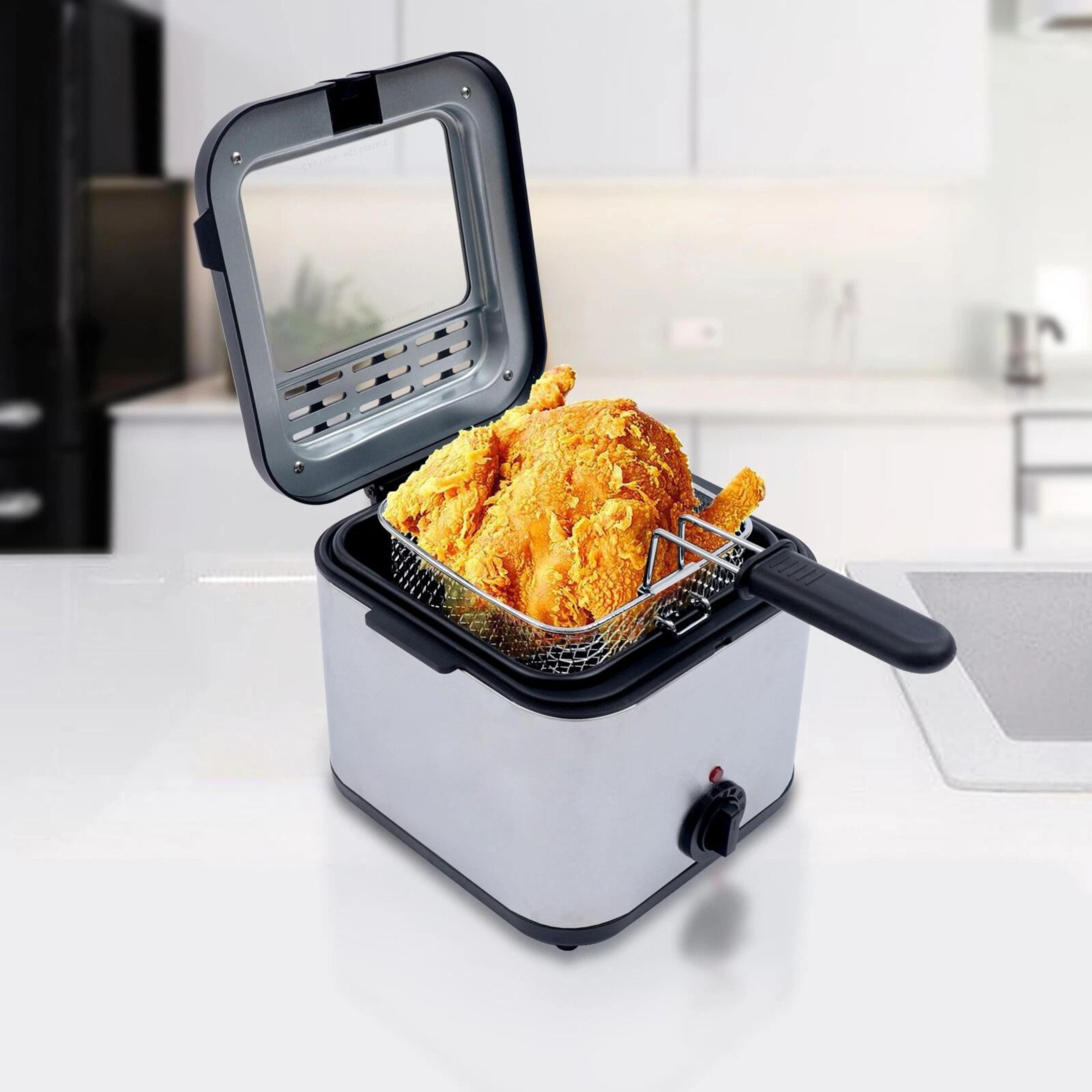 compact electric deep fryer with basket stainless steel fryer