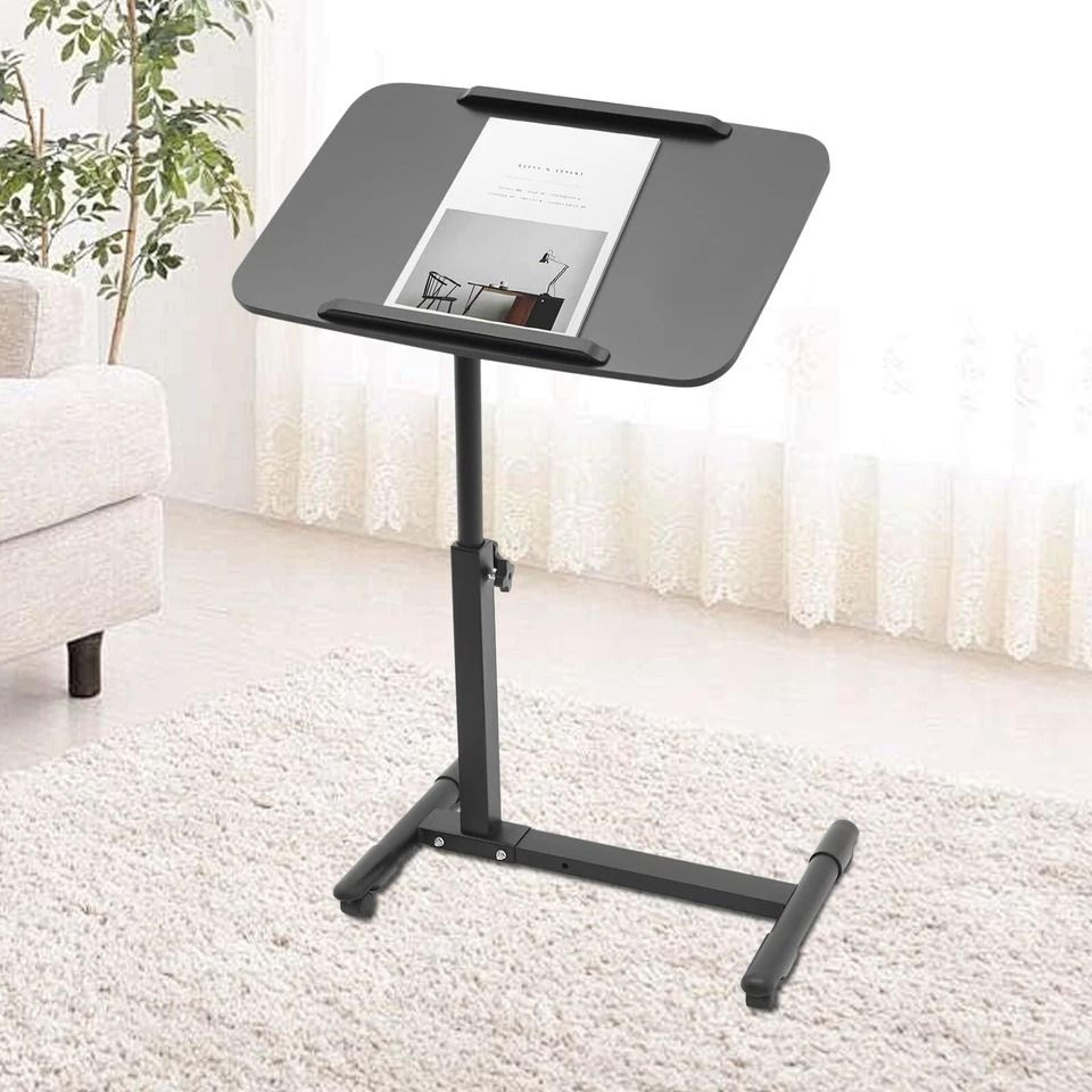 adjustable mobile standing desk rolling laptop table for bedside work