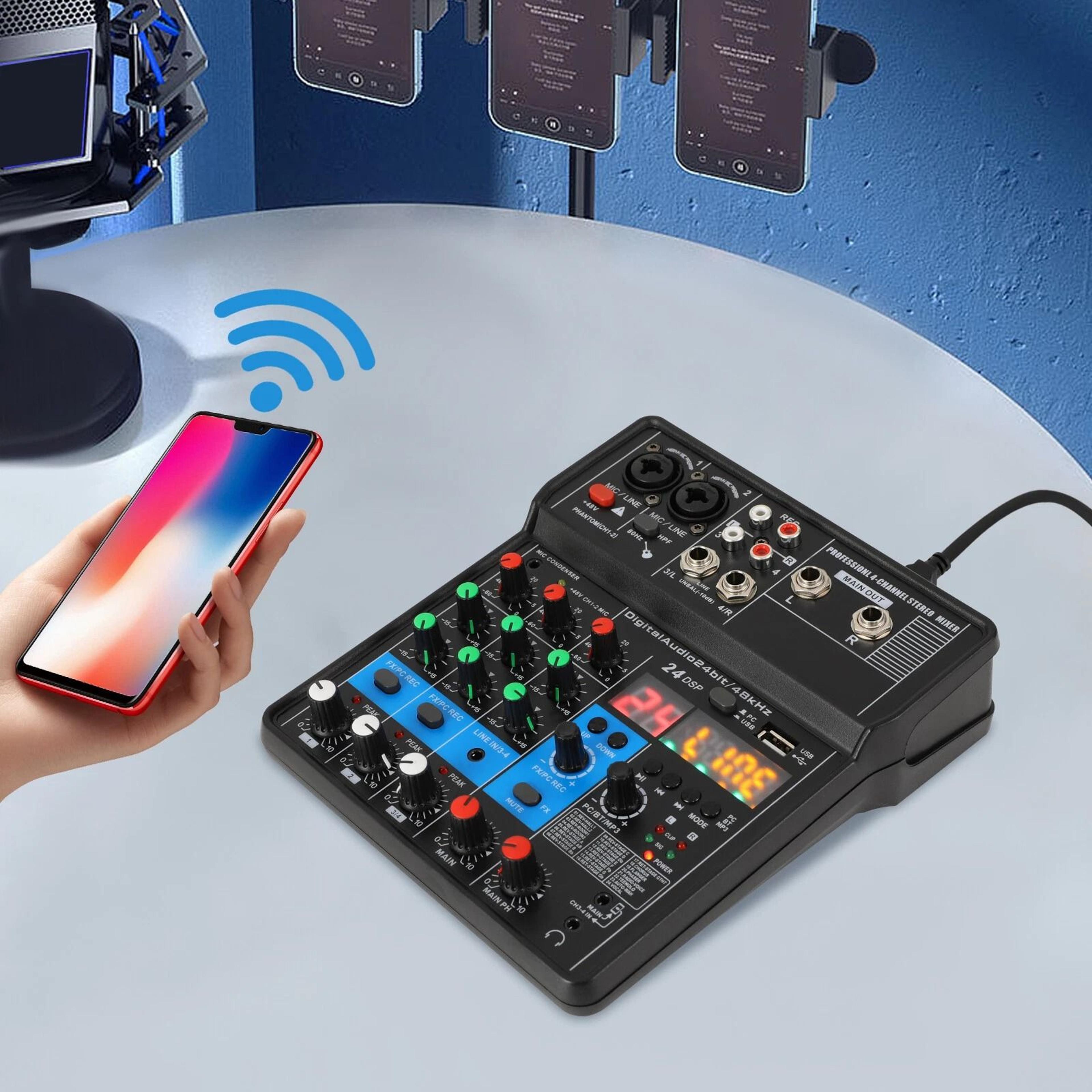 channel bluetooth audio mixer usb dj sound mixing console for live streaming